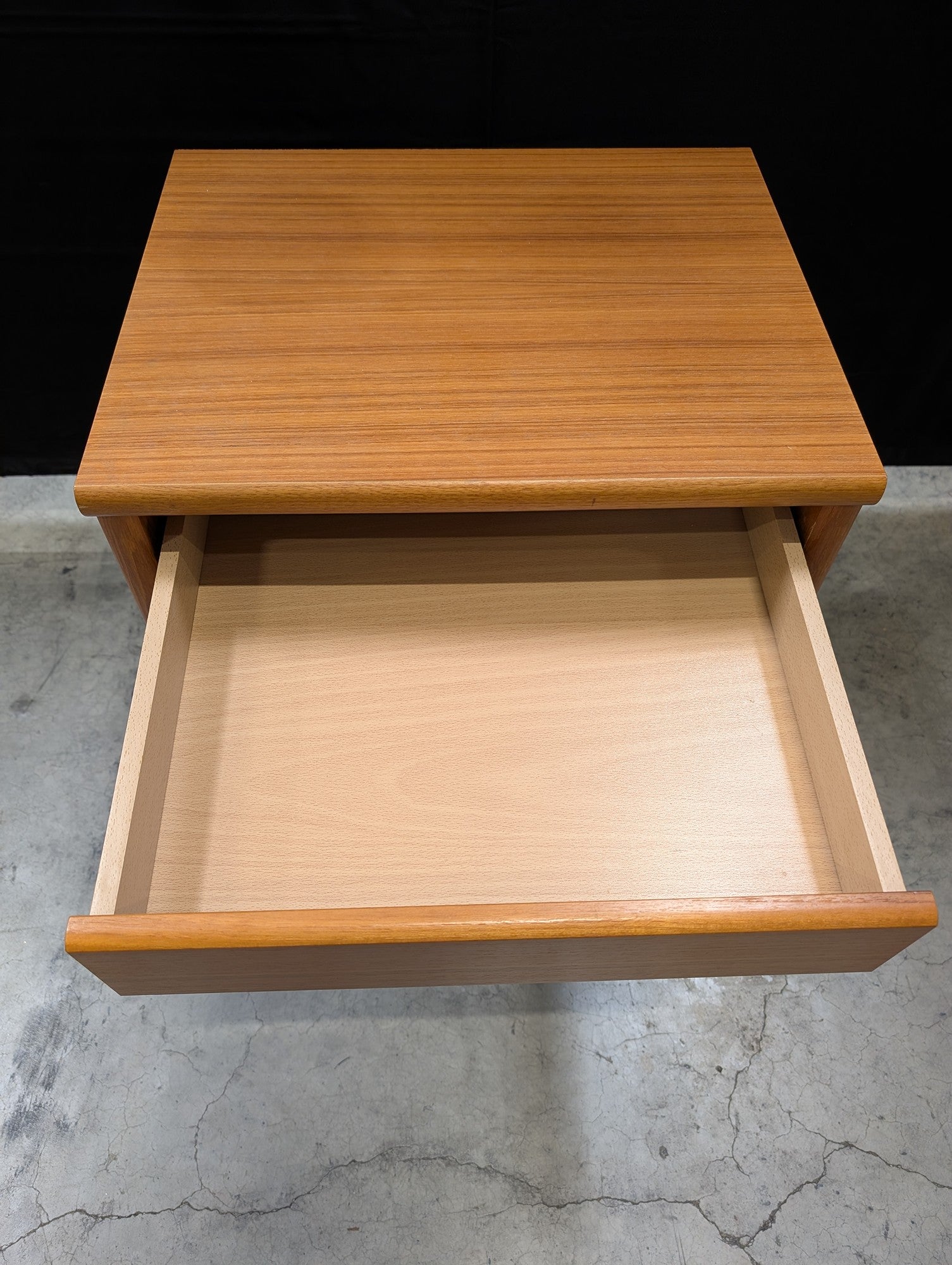 Mid-Century Style Wood Nightstand with Drawer and Open Shelf