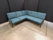 Outdoor L-Shaped Sectional Sofa with Blue-Green Cushions
