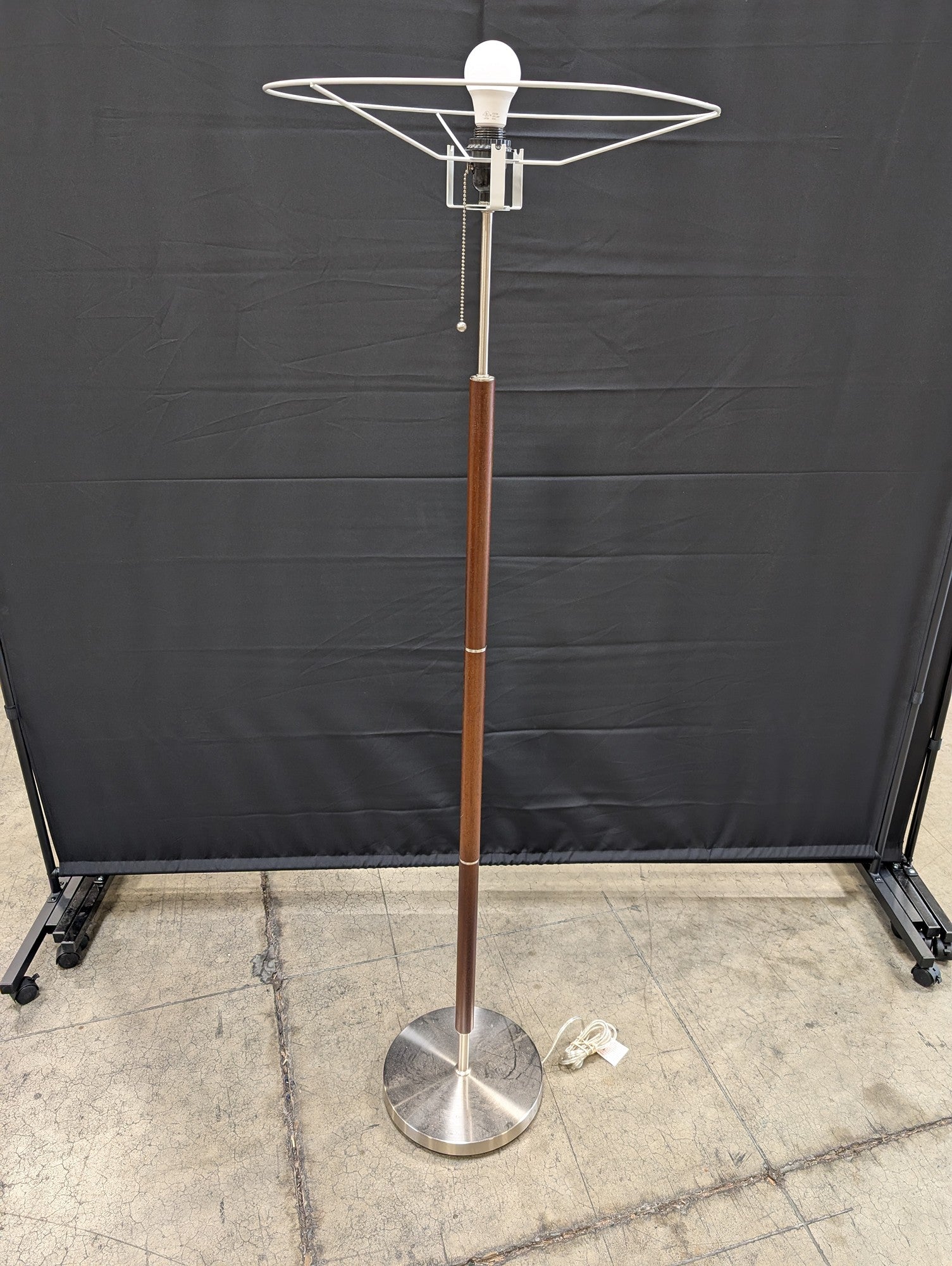 Mid-Century Modern Style Floor Lamp with Wood and Brushed Metal Accents