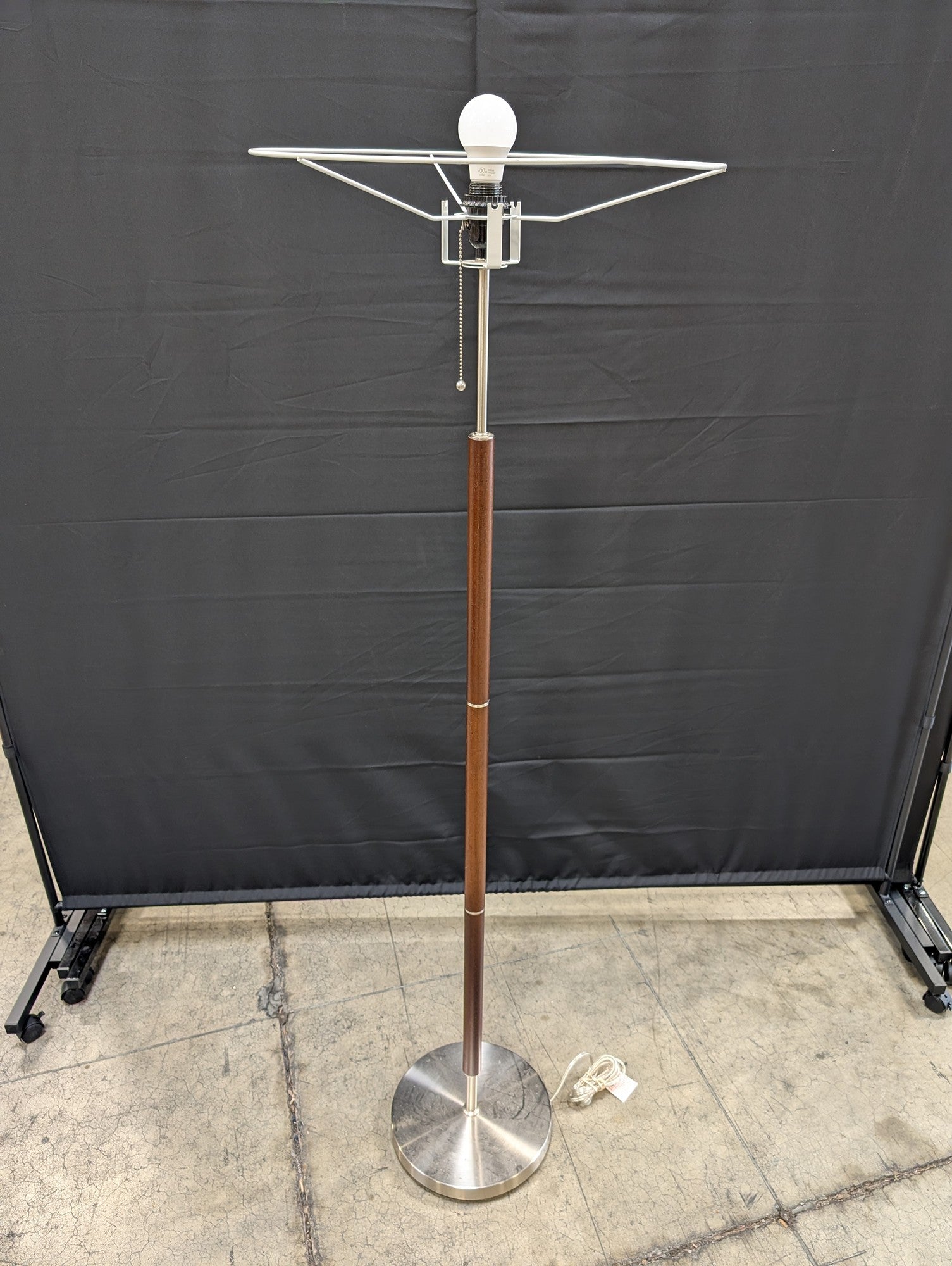 Mid-Century Modern Style Floor Lamp with Wood and Brushed Metal Accents