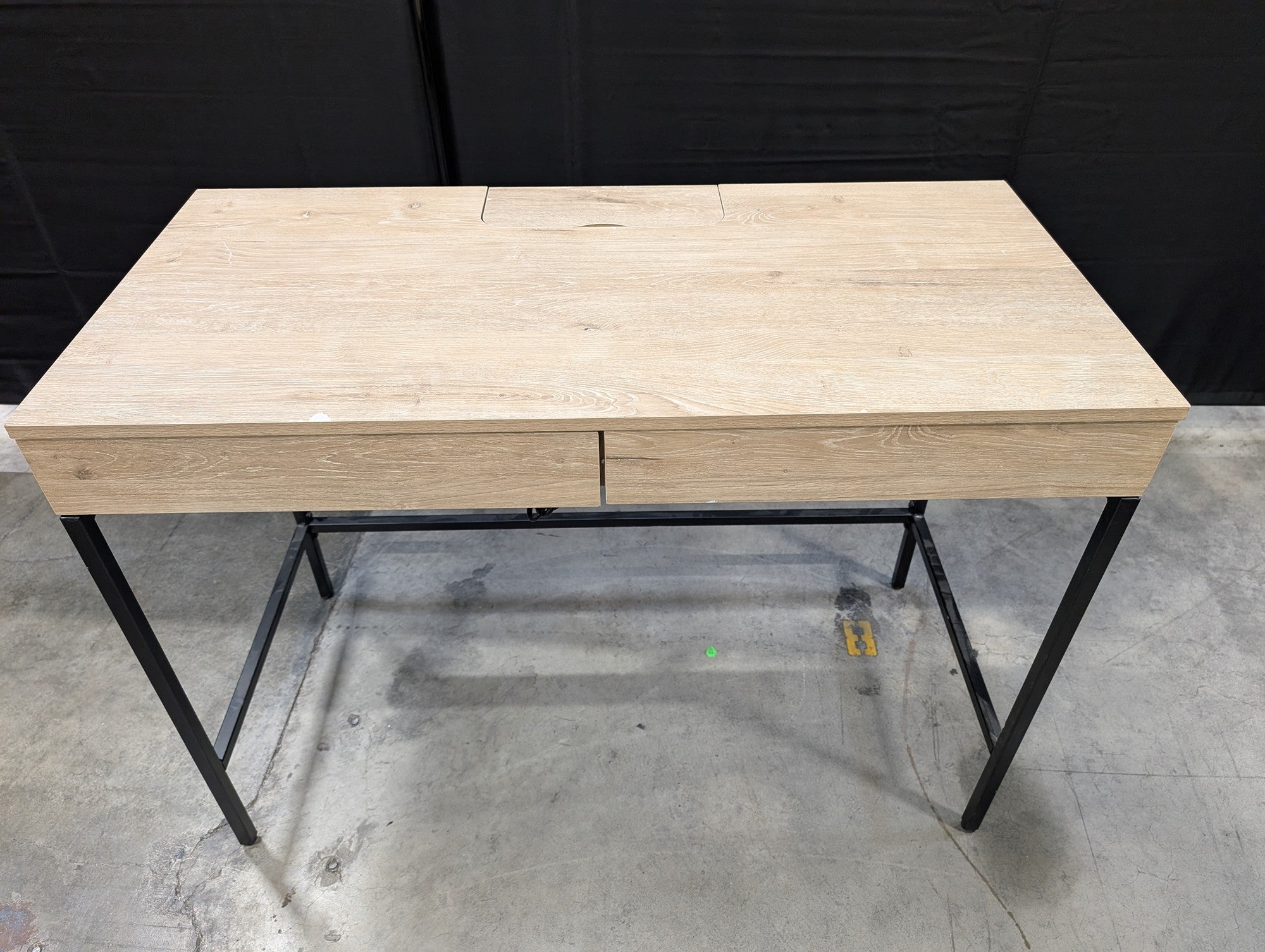 Loring Modern Writing Desk with Dual Drawers and Integrated Power Hub