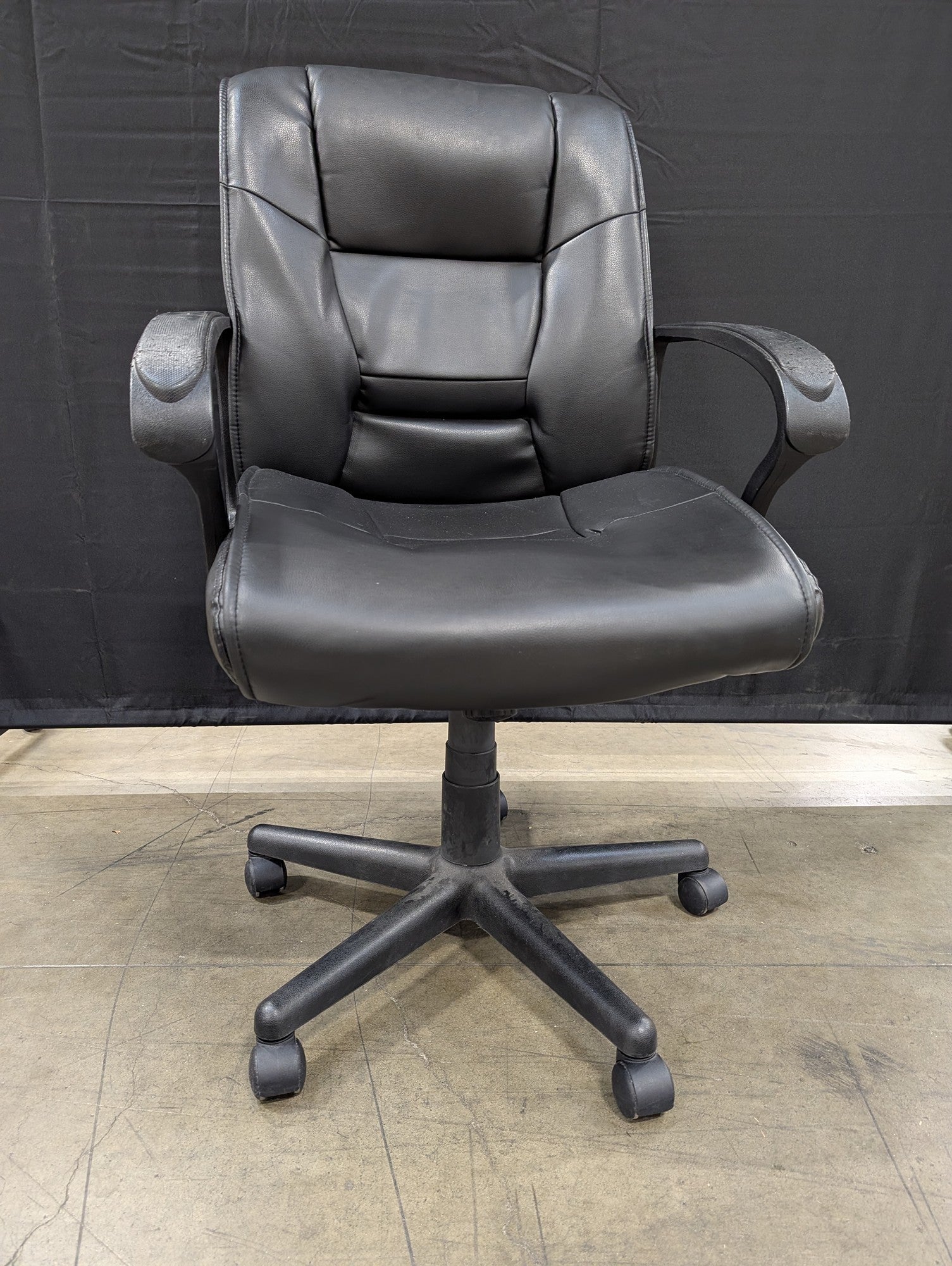 Comfortable Black Faux Leather Adjustable Swivel Office Chair