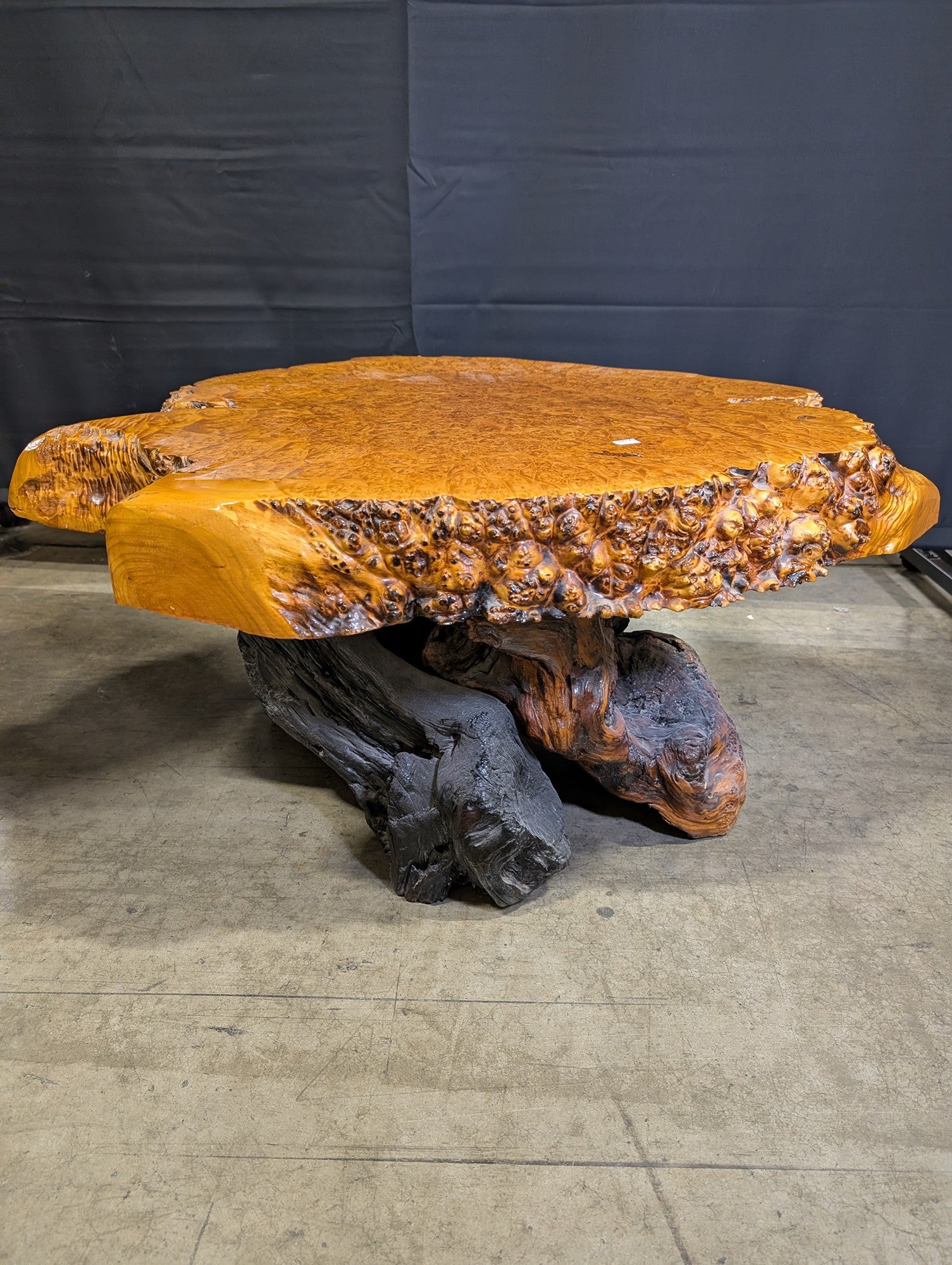 Rustic Live Edge Burl Wood Slab Coffee Table
