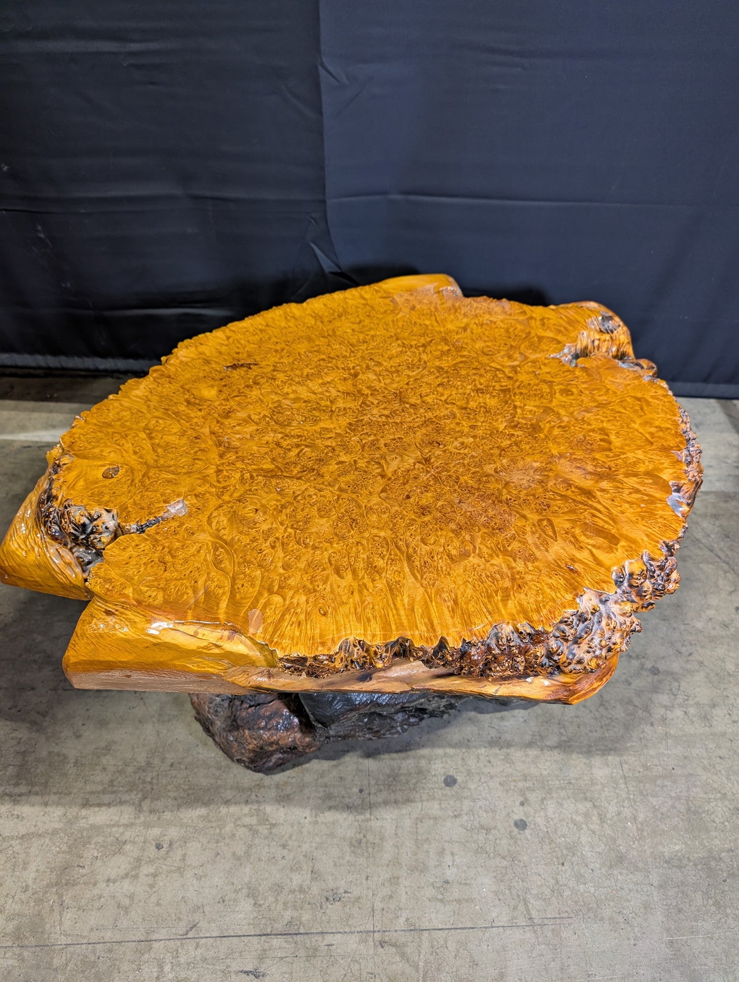 Rustic Live Edge Burl Wood Slab Coffee Table