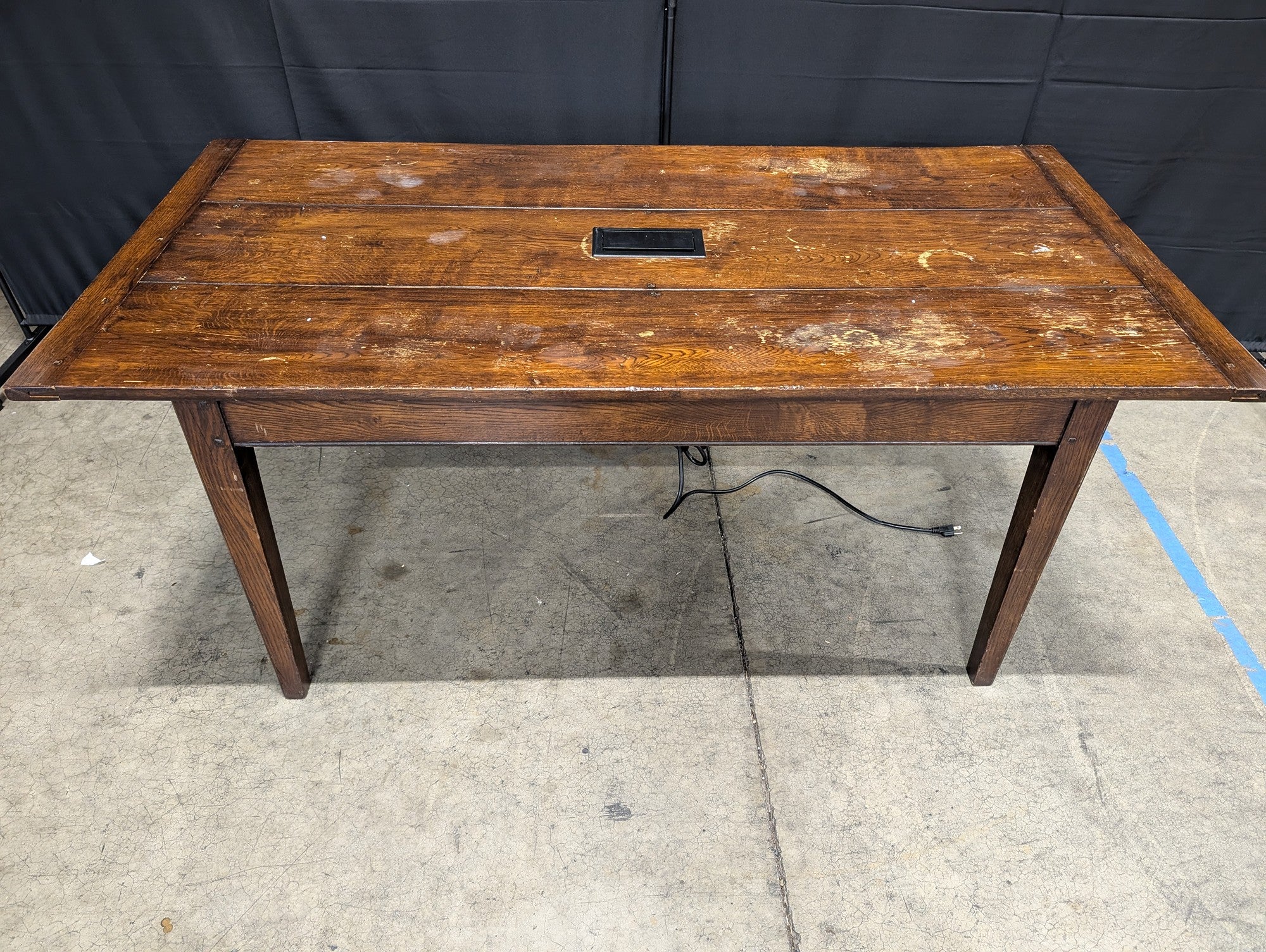 Sturdy Wooden Conference Table with Integrated Extron Cable Cubby