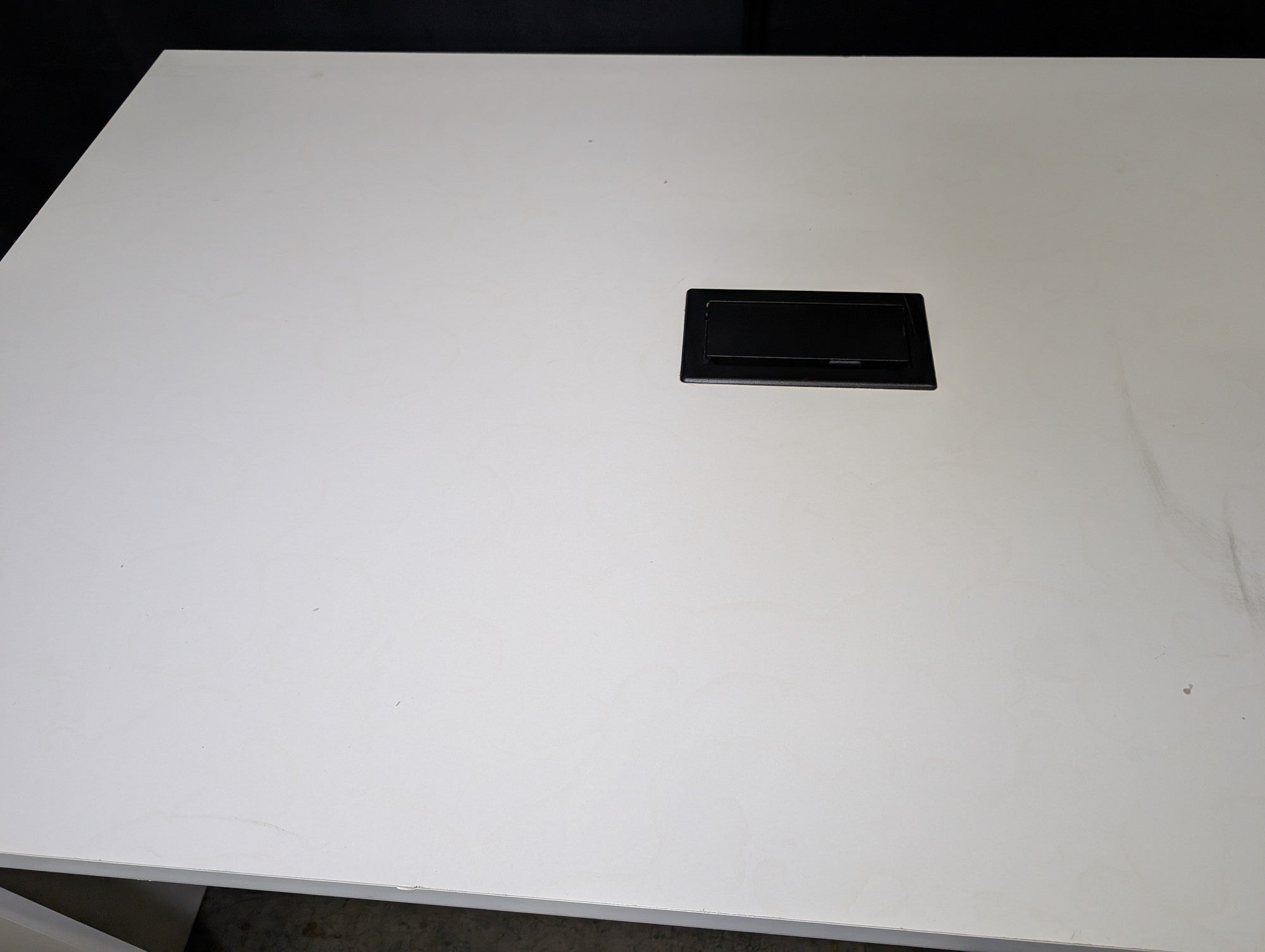 Modern White Conference Table with Integrated Extron Power Module