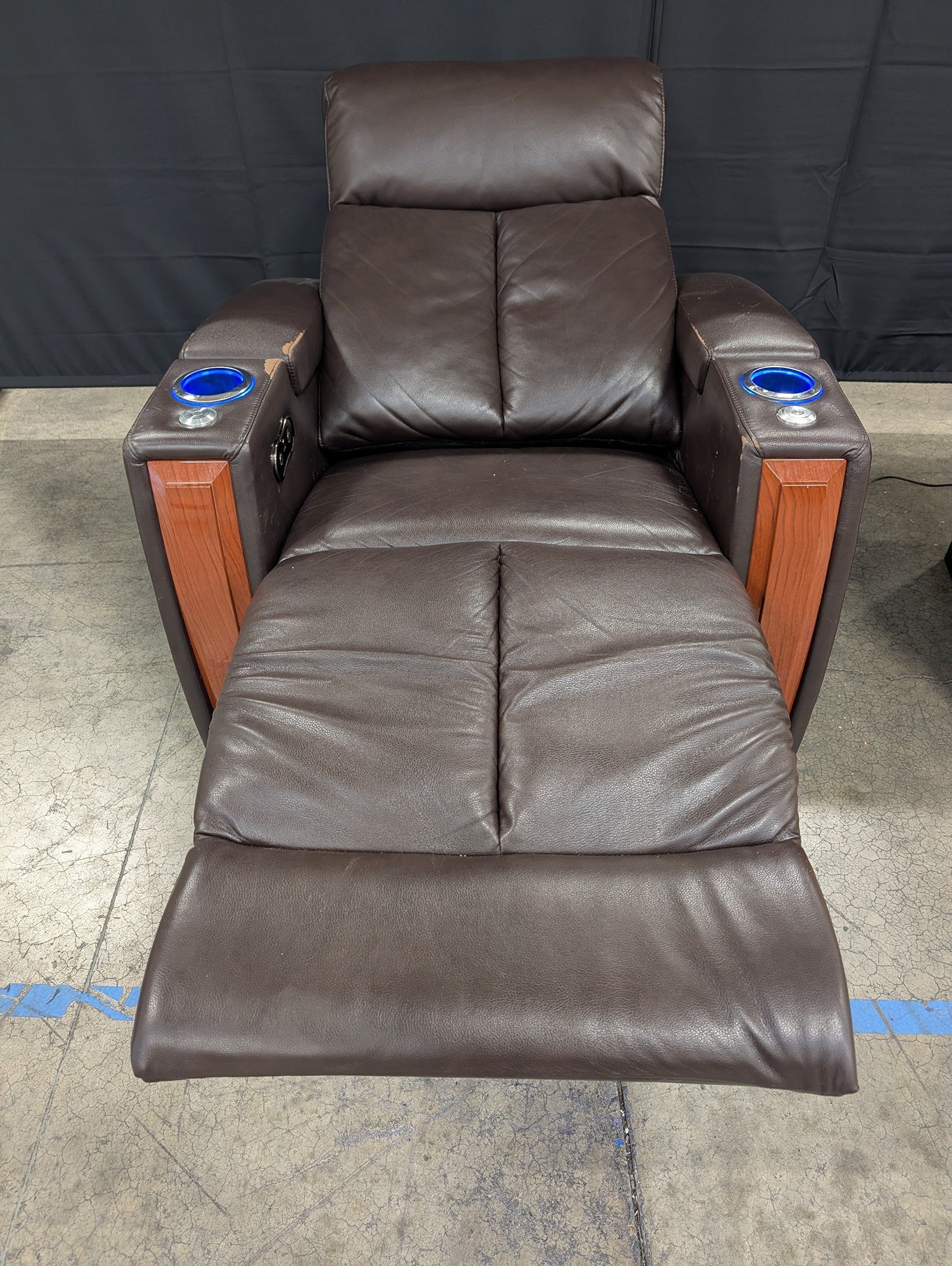 Modern Brown Recliner Chair with LED Lighting and USB Port