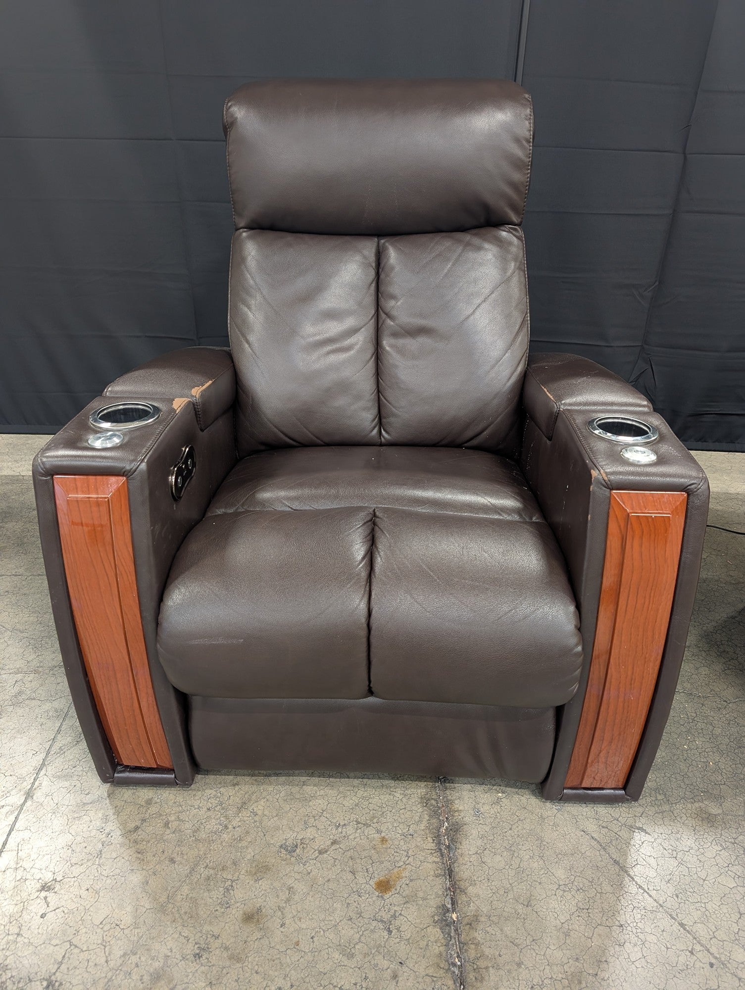 Modern Brown Recliner Chair with LED Lighting and USB Port
