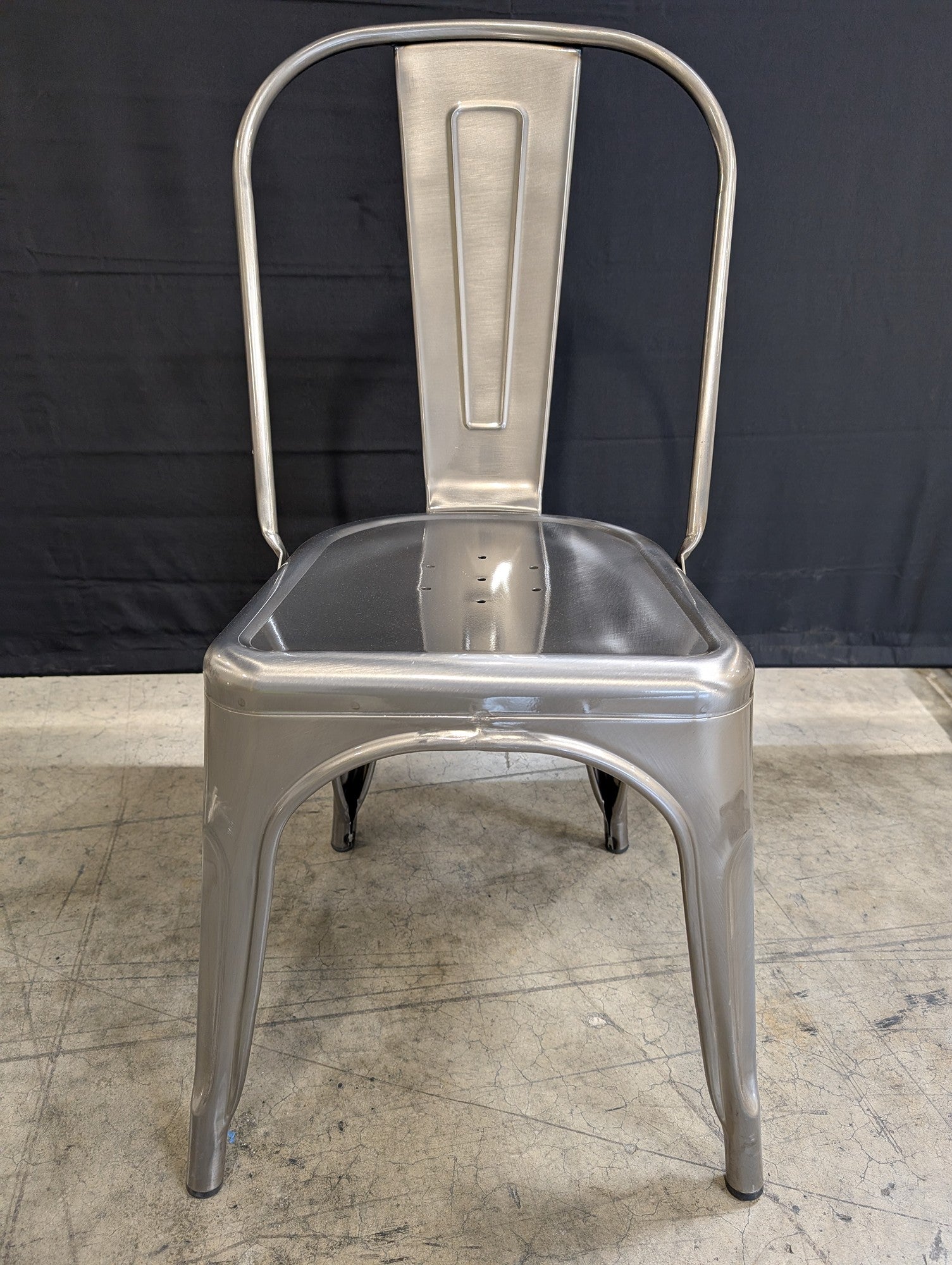 Industrial Style Brushed Metal Side Chair