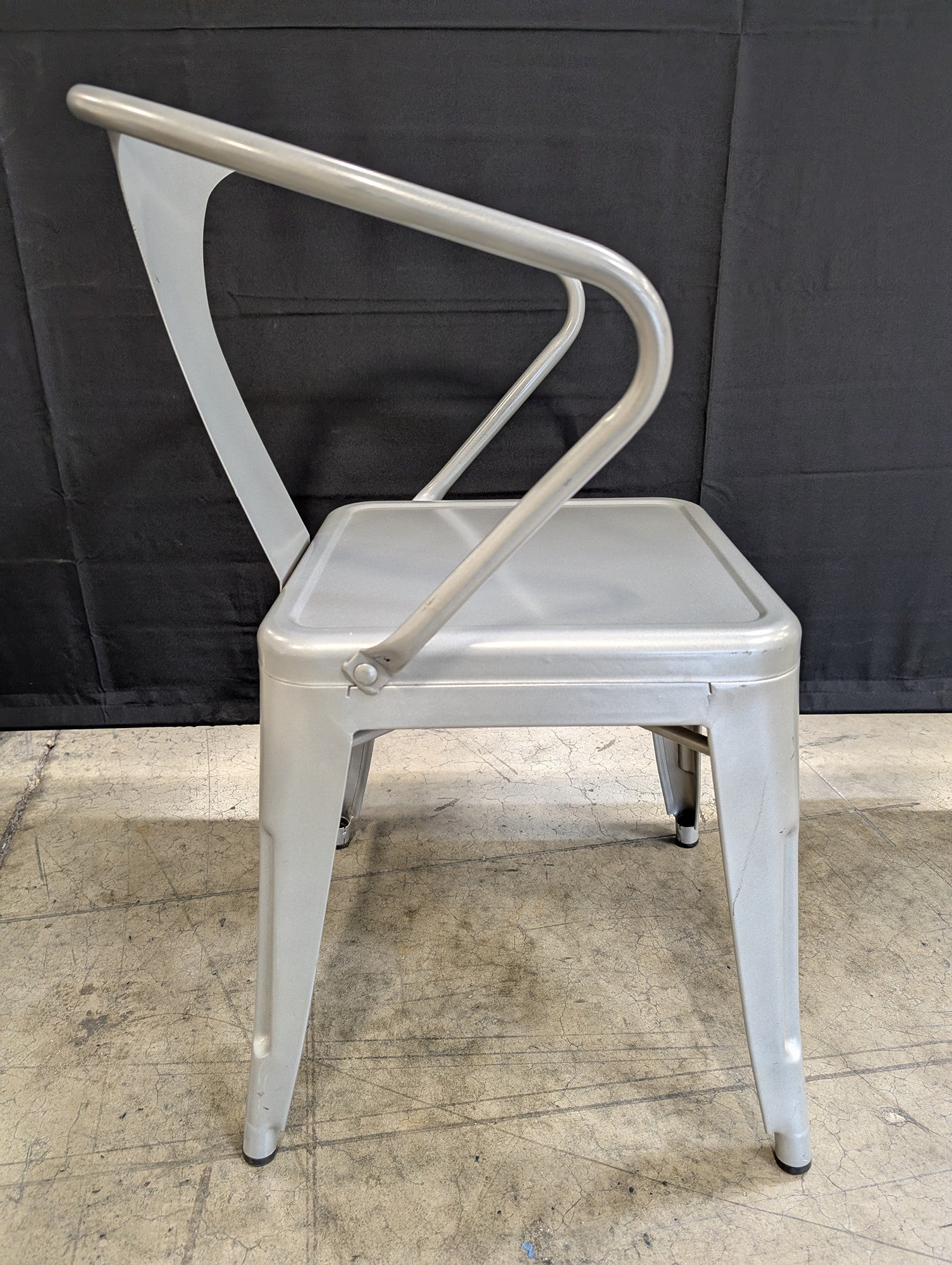 Dimensions Industrial Silver Metal Armchair