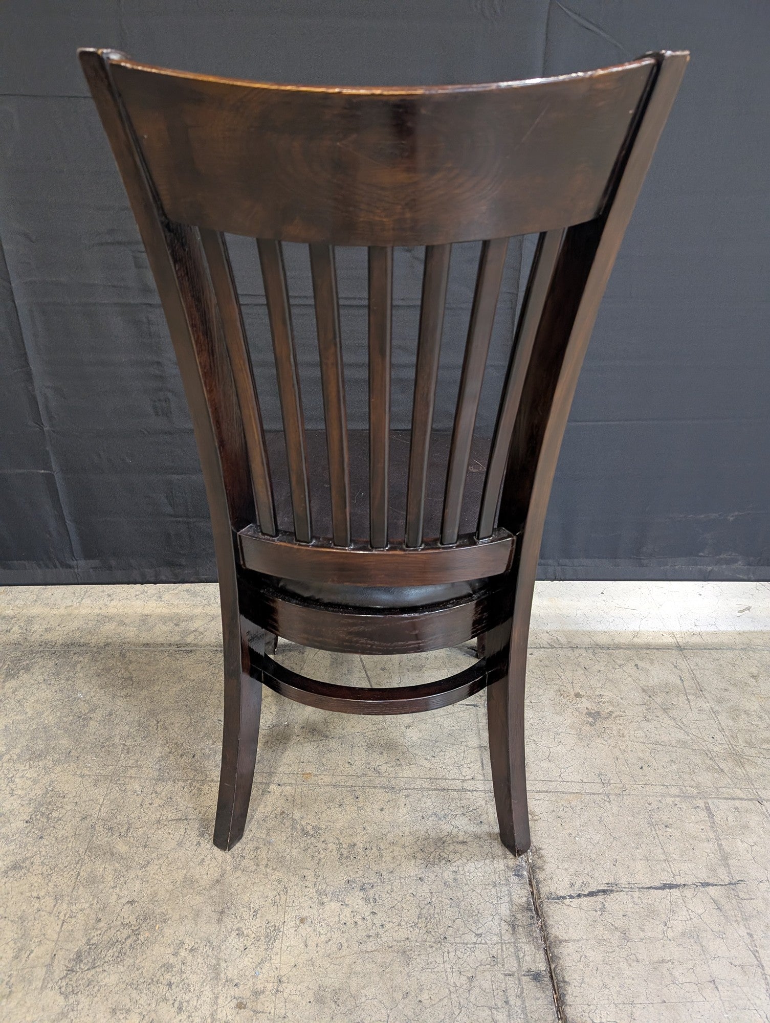 Classic Dark Wood Slat Back Dining Chair with Upholstered Seat