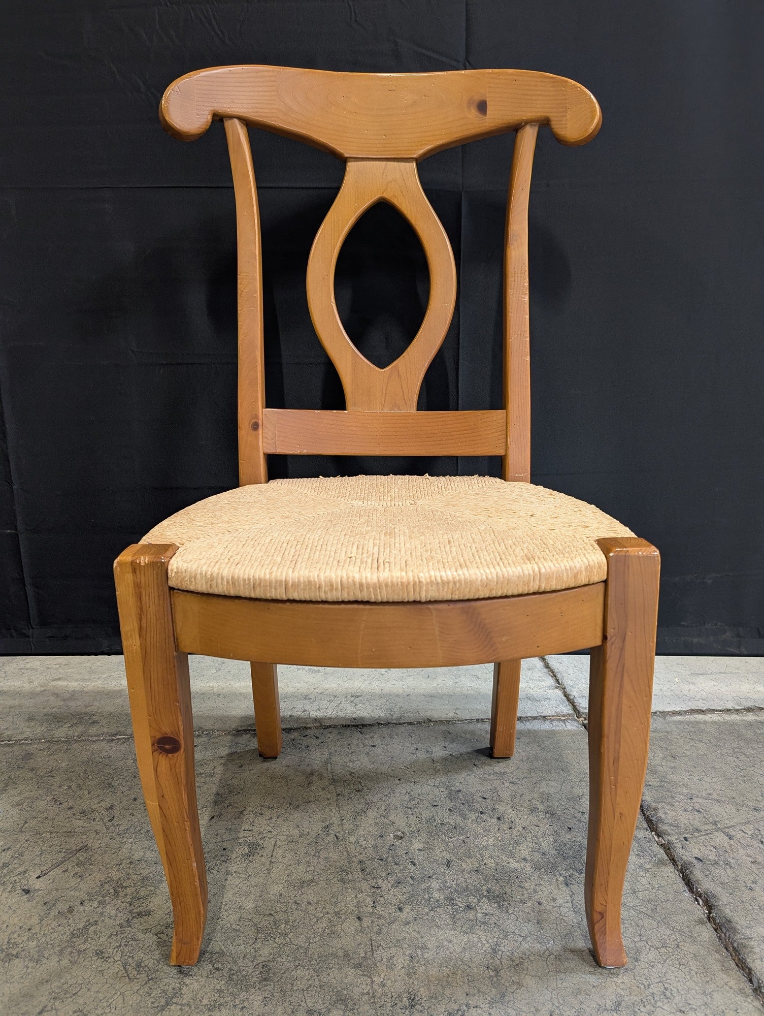 Rustic Hardwood Dining Chair with Woven Rush Seat