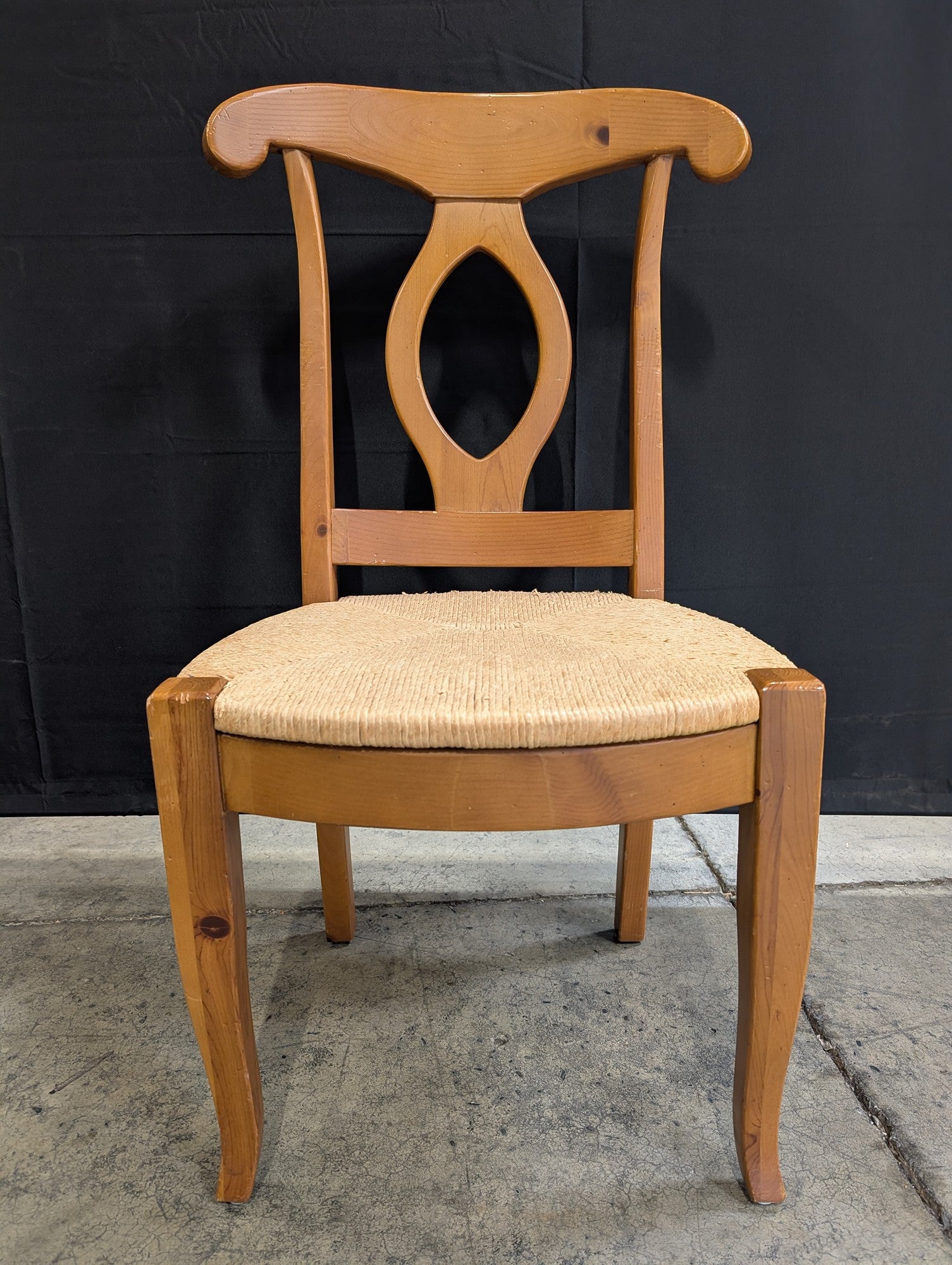Rustic Hardwood Dining Chair with Woven Rush Seat