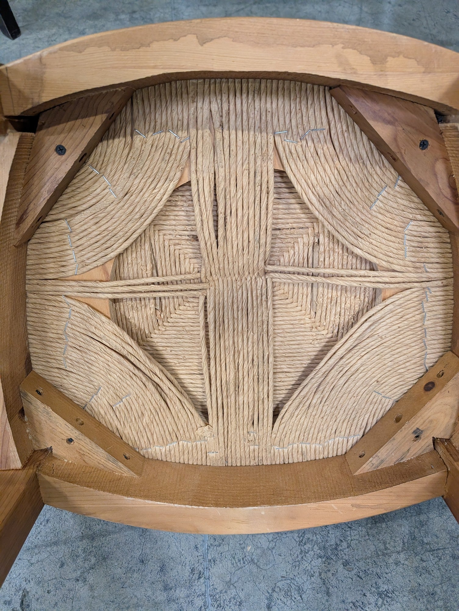 Rustic Hardwood Dining Chair with Woven Rush Seat
