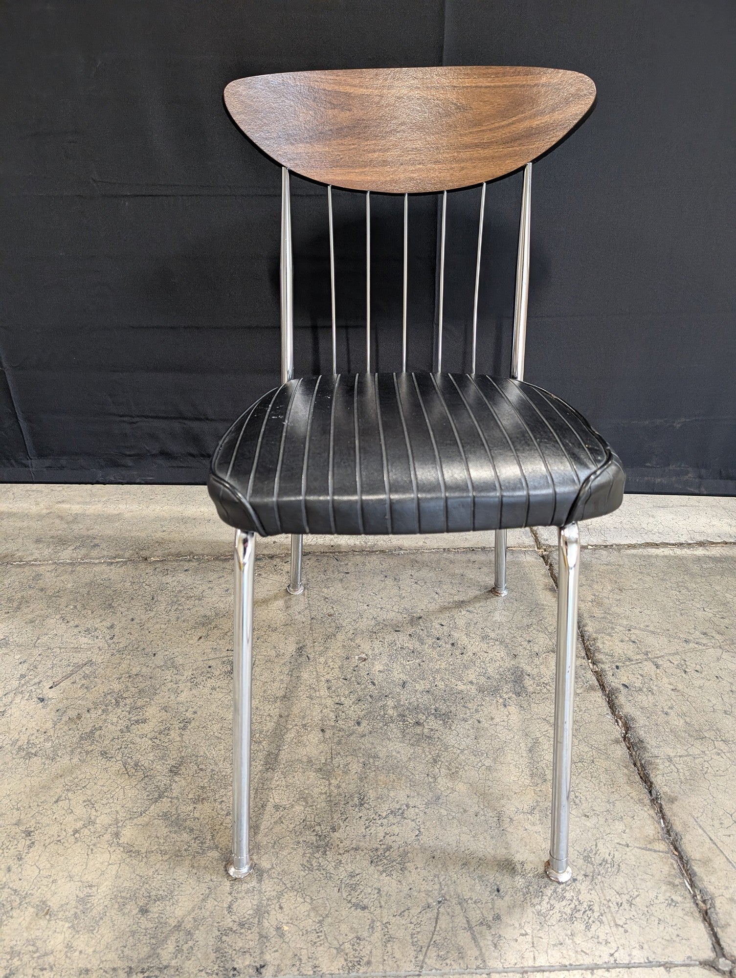 Chromcraft Mid-Century Modern Walnut Chrome Dining Chair