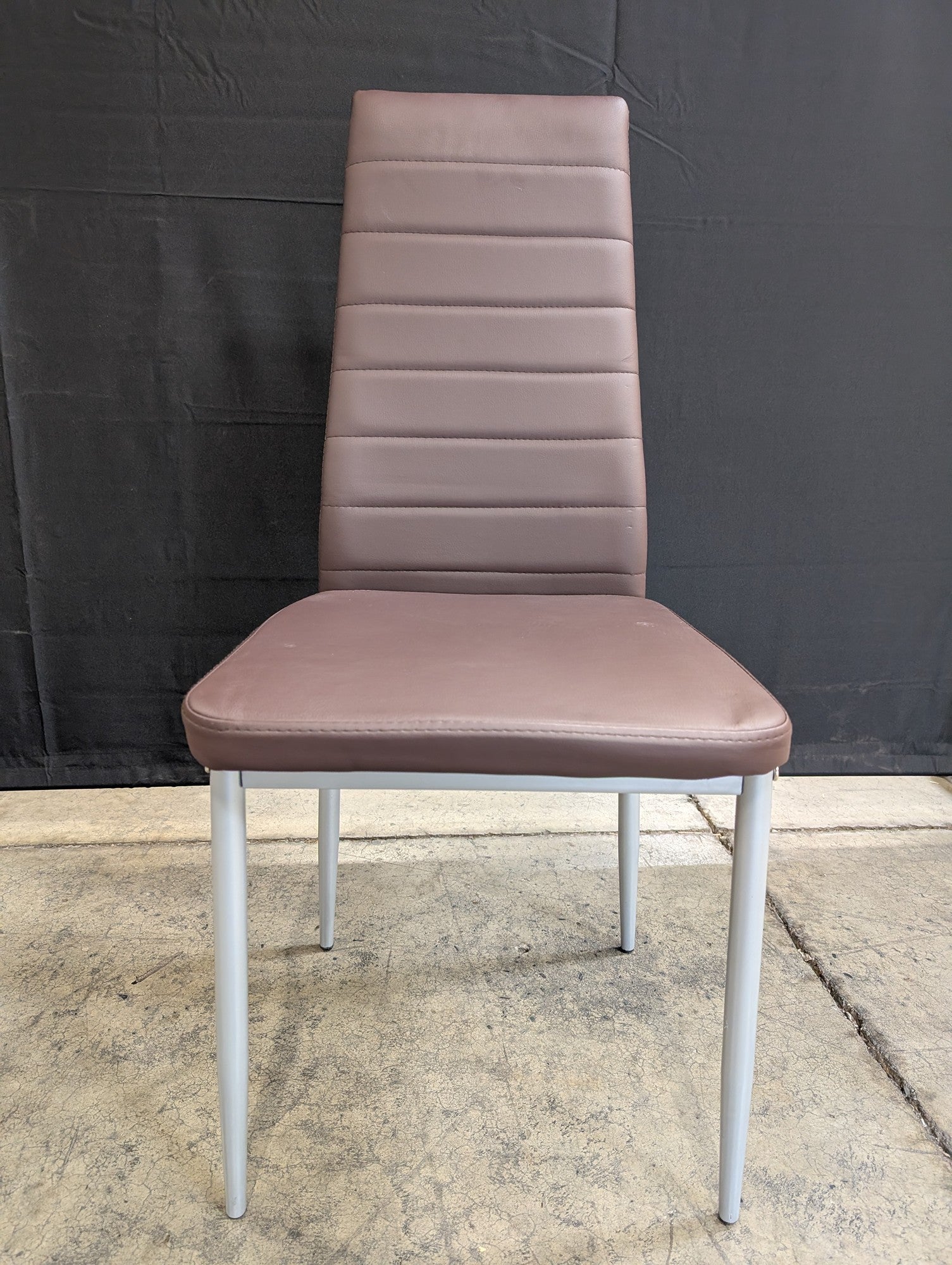 Modern Taupe Upholstered Dining Chair with Metal Legs