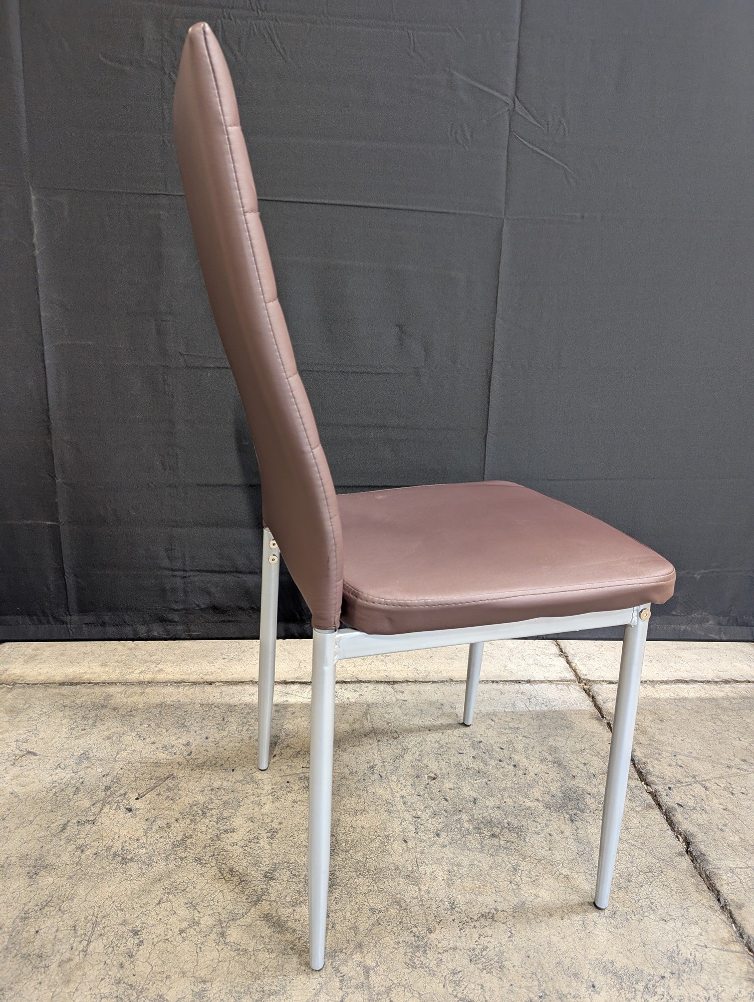 Modern Taupe Upholstered Dining Chair with Metal Legs