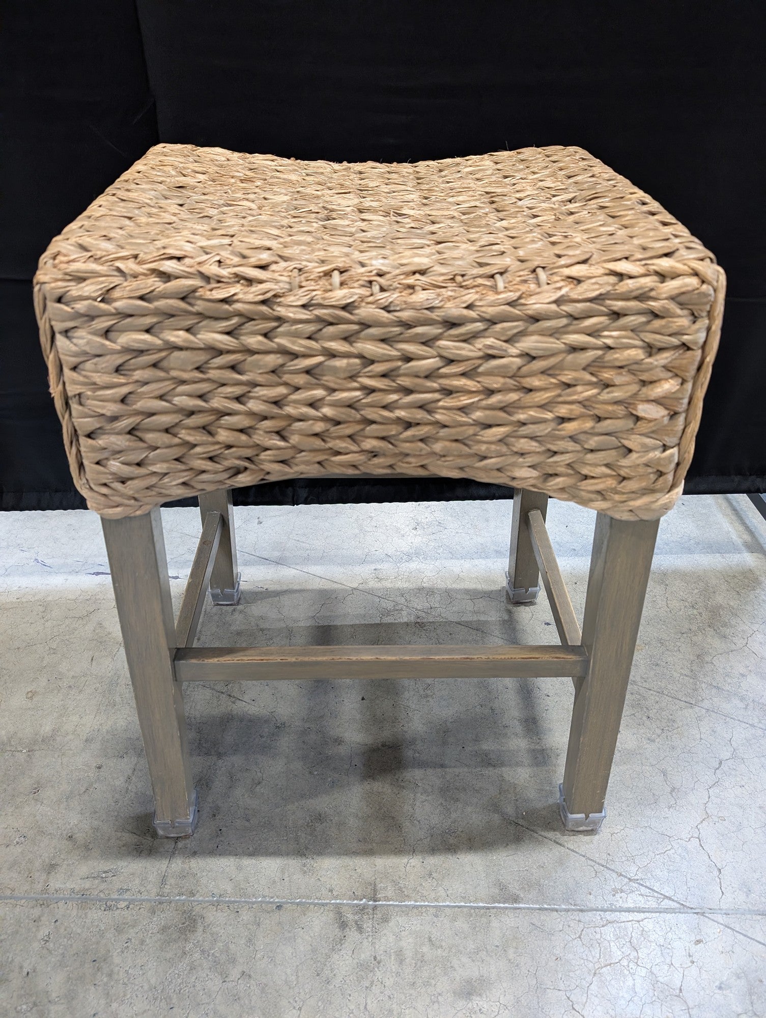 Natural Woven Seagrass Counter Stool with Light Wood Frame