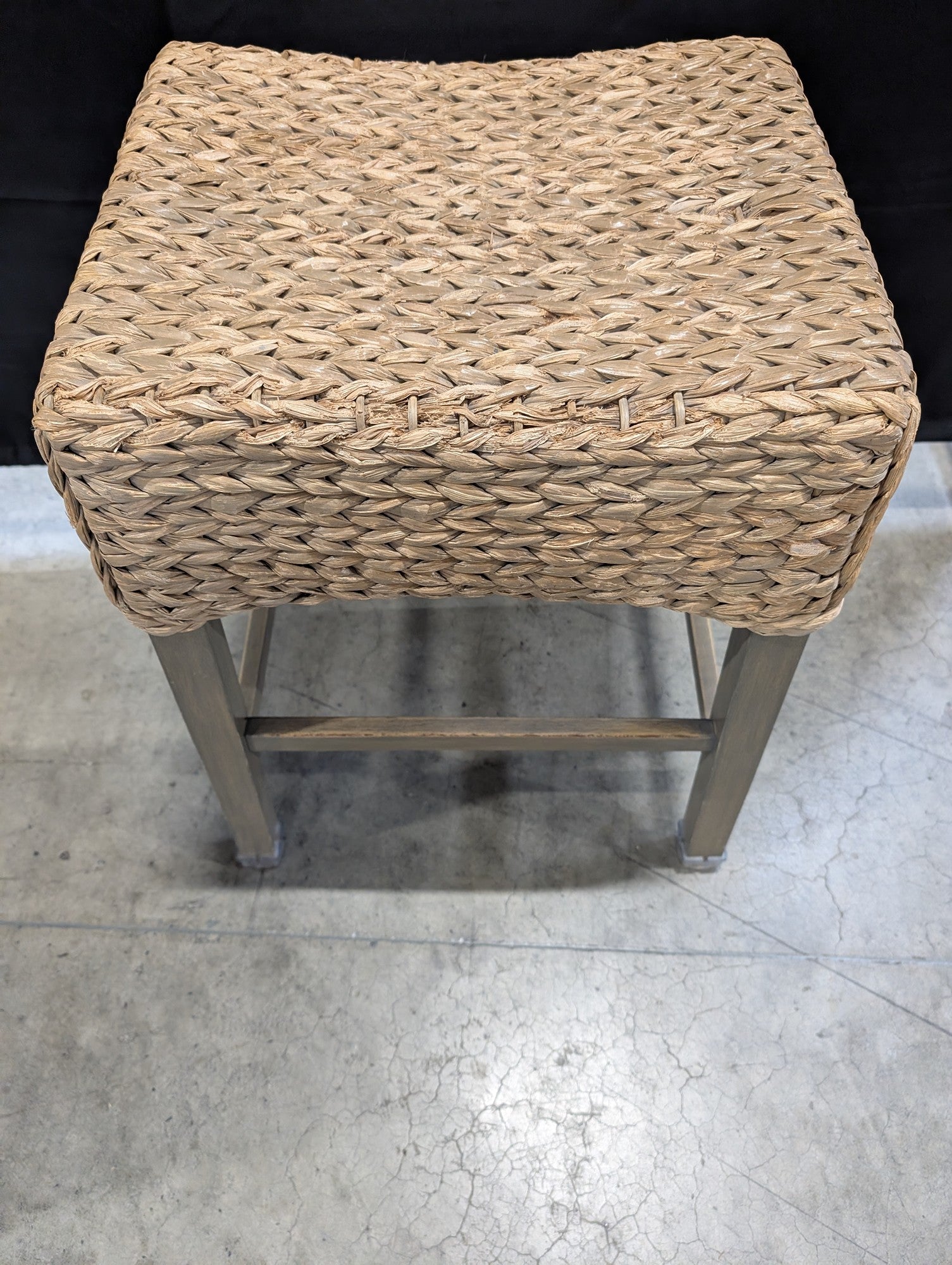 Natural Woven Seagrass Counter Stool with Light Wood Frame