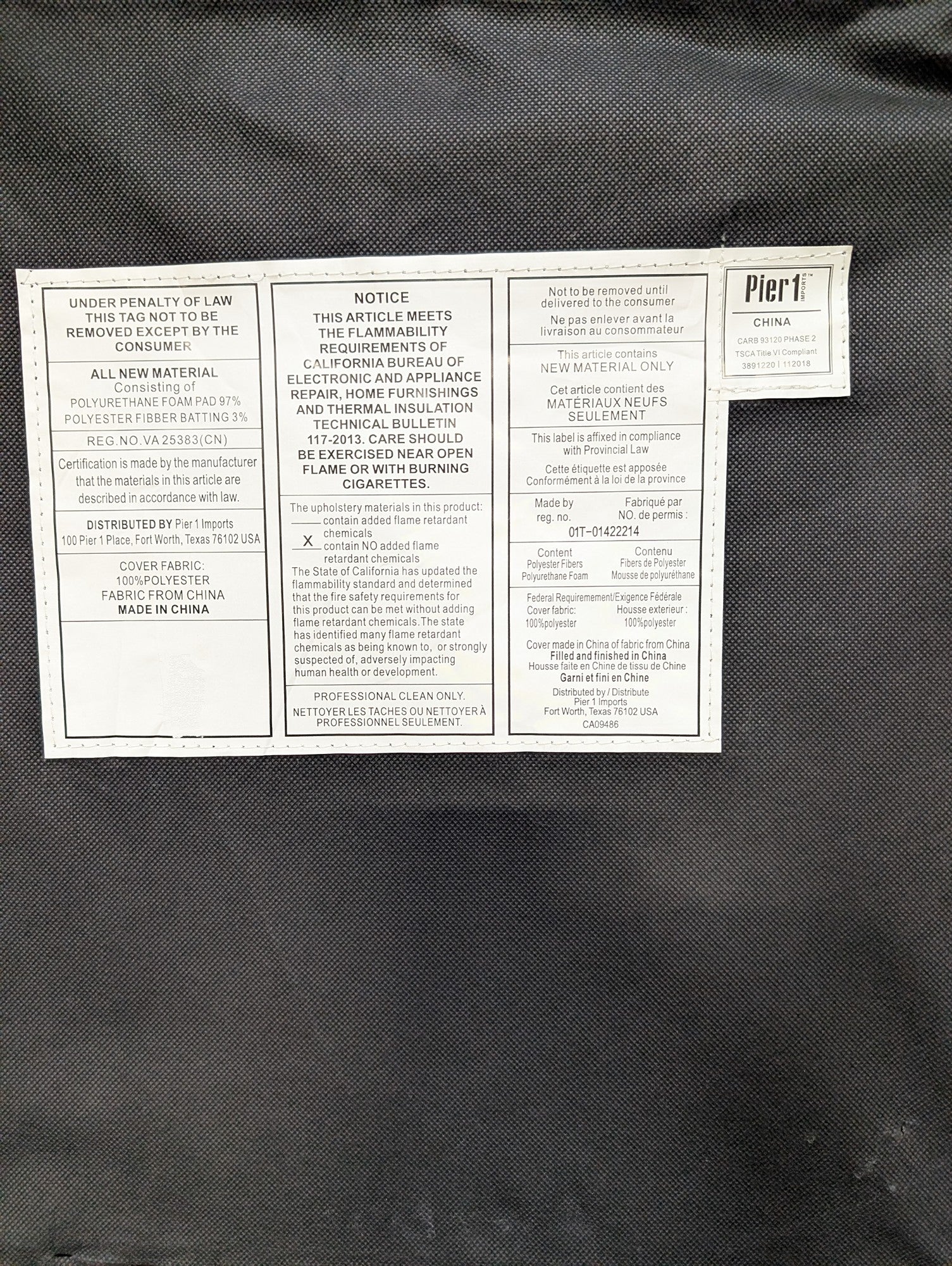 Pier 1 Upholstered Blue High-Back Dining Chair