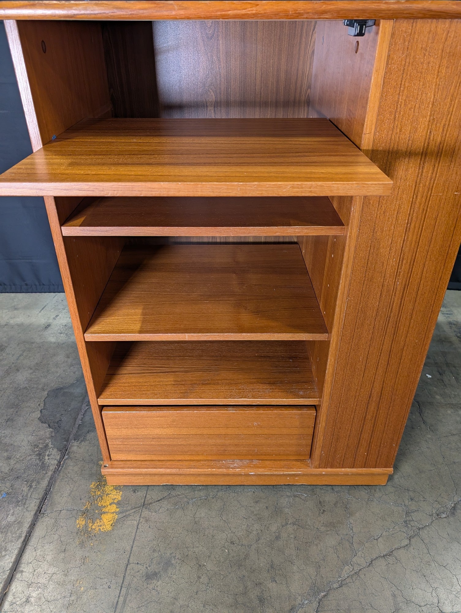 Mid-Century Style Wooden Storage Cabinet with Shelves and Drawer