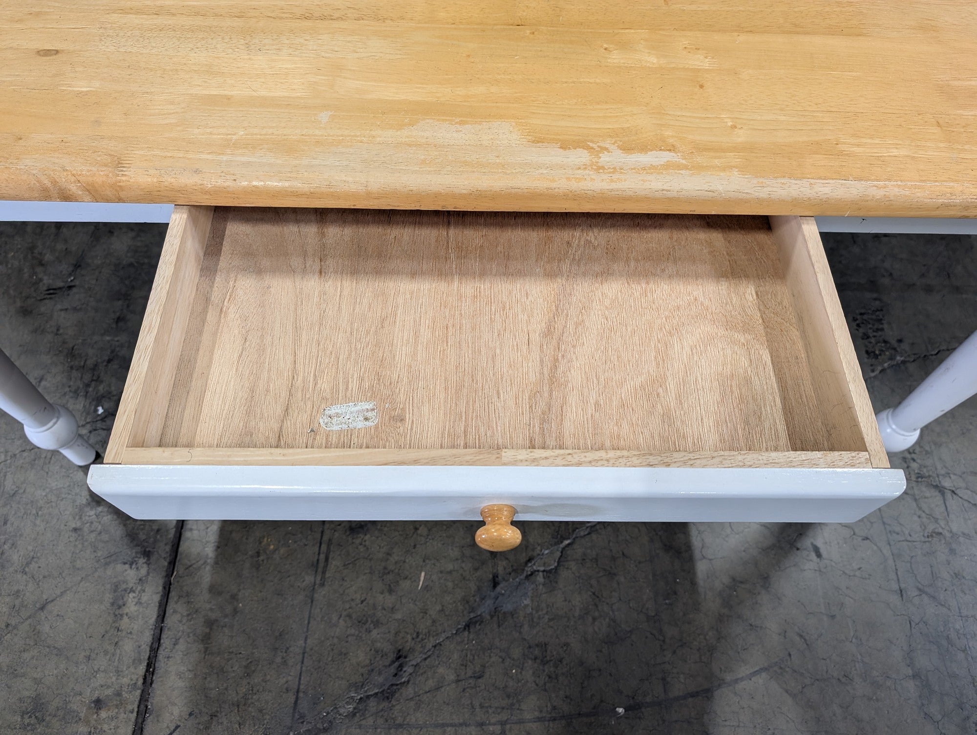 Two-Tone Wooden Kitchen Table with Drawer
