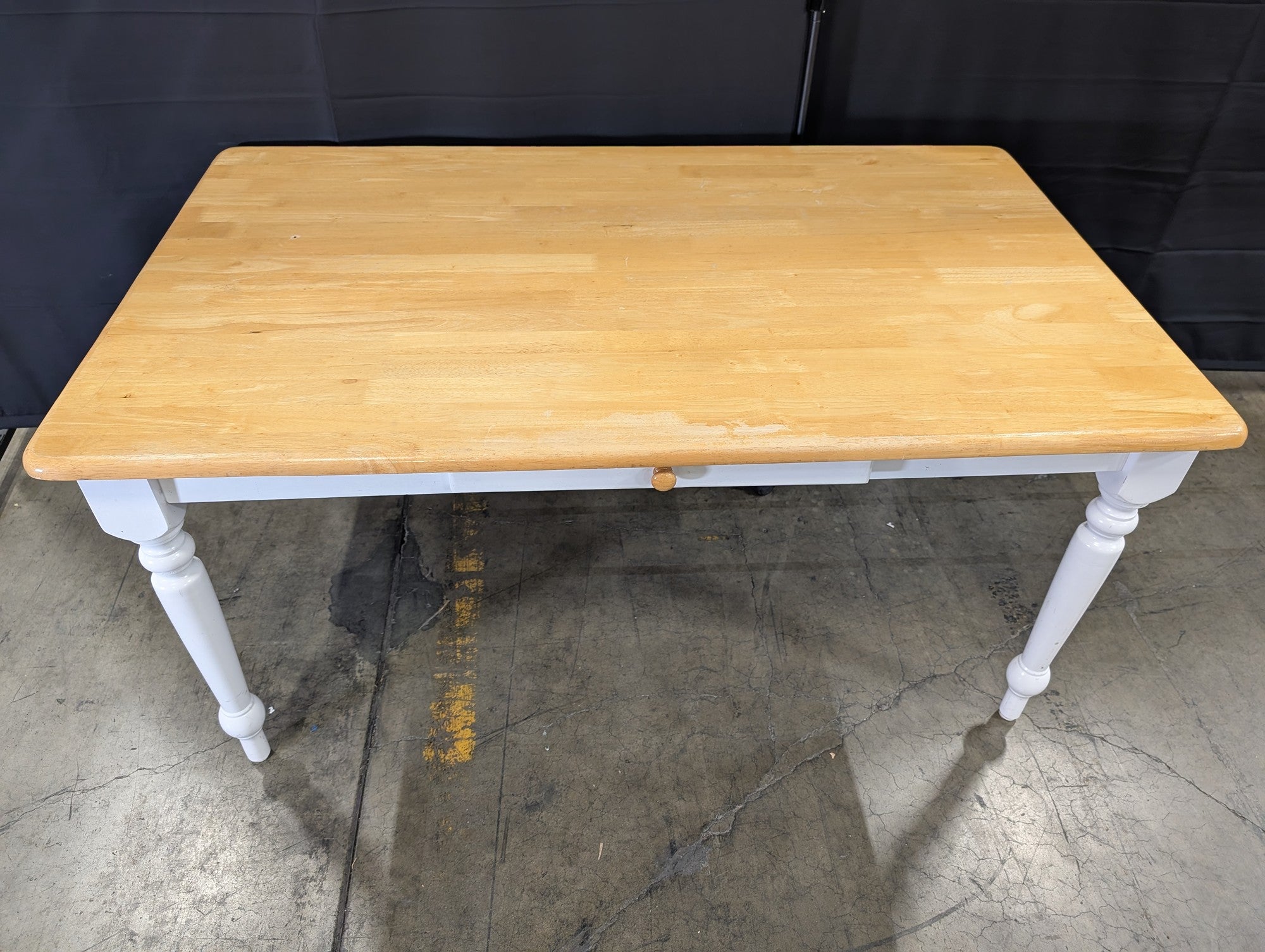 Two-Tone Wooden Kitchen Table with Drawer
