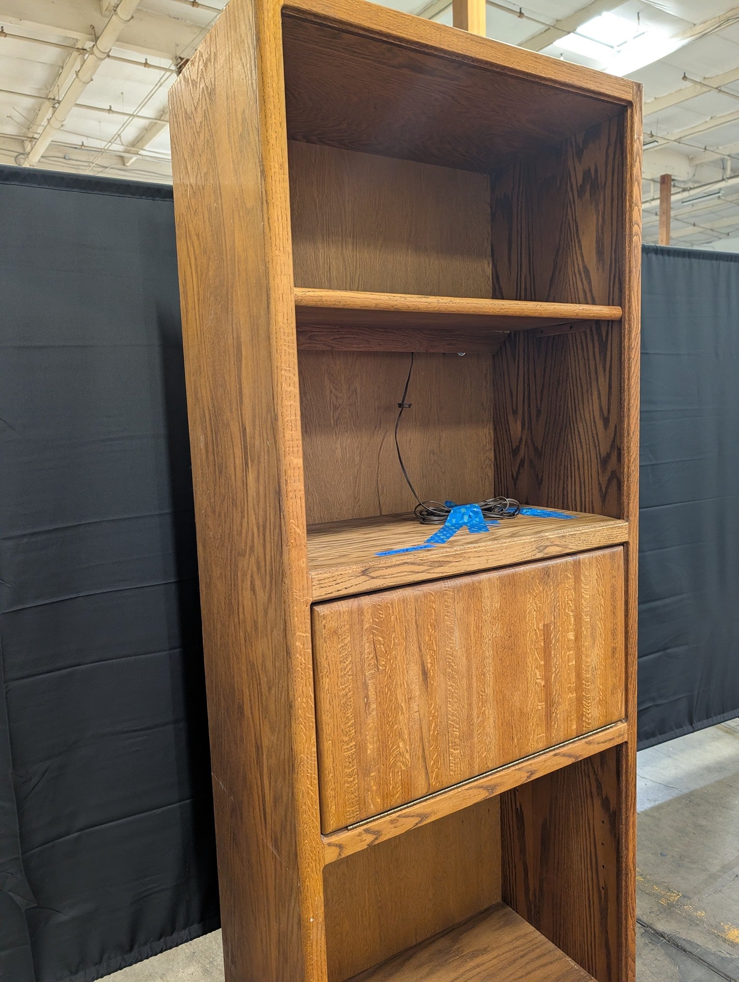 Versatile Hardwood Bookcase with Integrated Drop-Down Desk