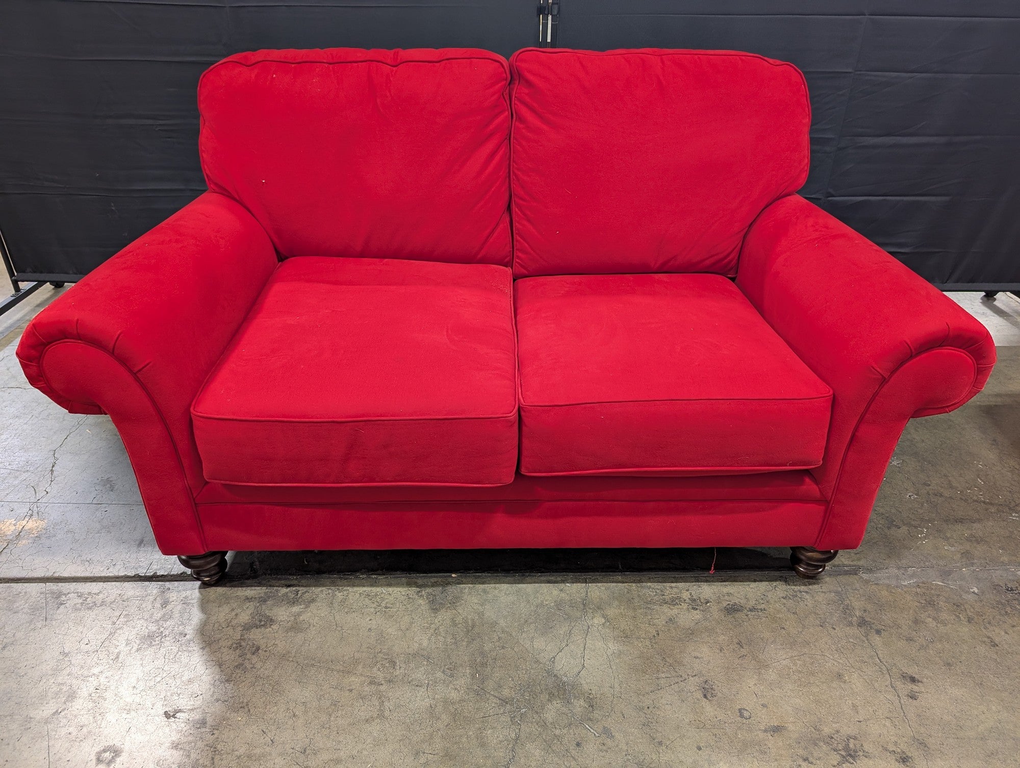 Vibrant Red Velvet Two-Seater Sofa