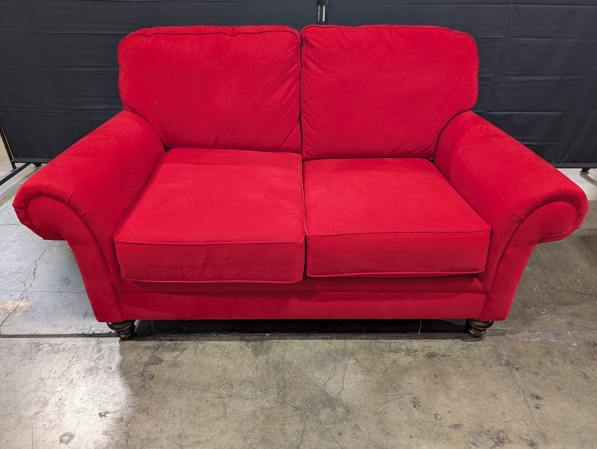 Vibrant Red Velvet Two-Seater Sofa