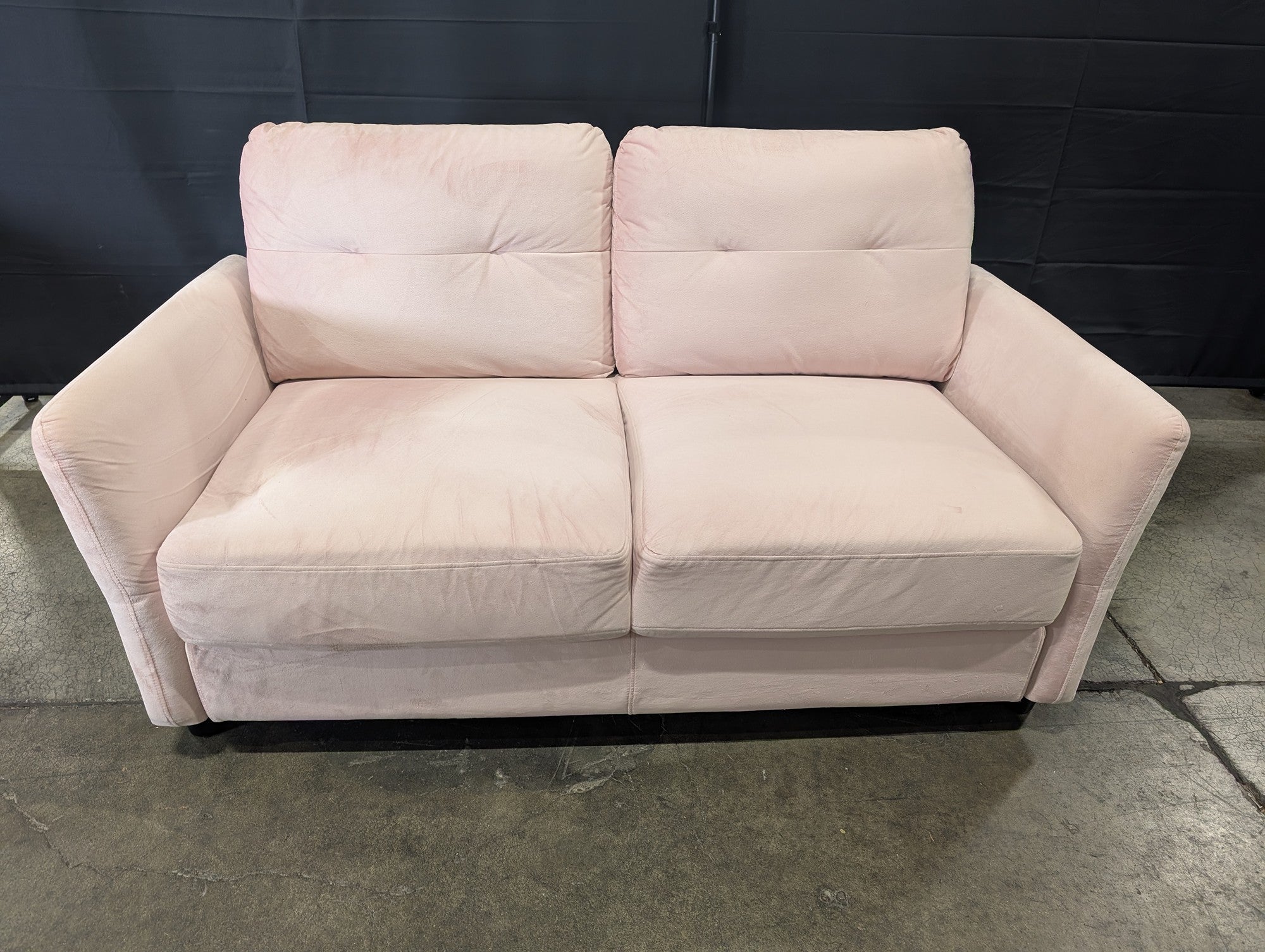 Zinus Modern Pink Plush Loveseat Sofa