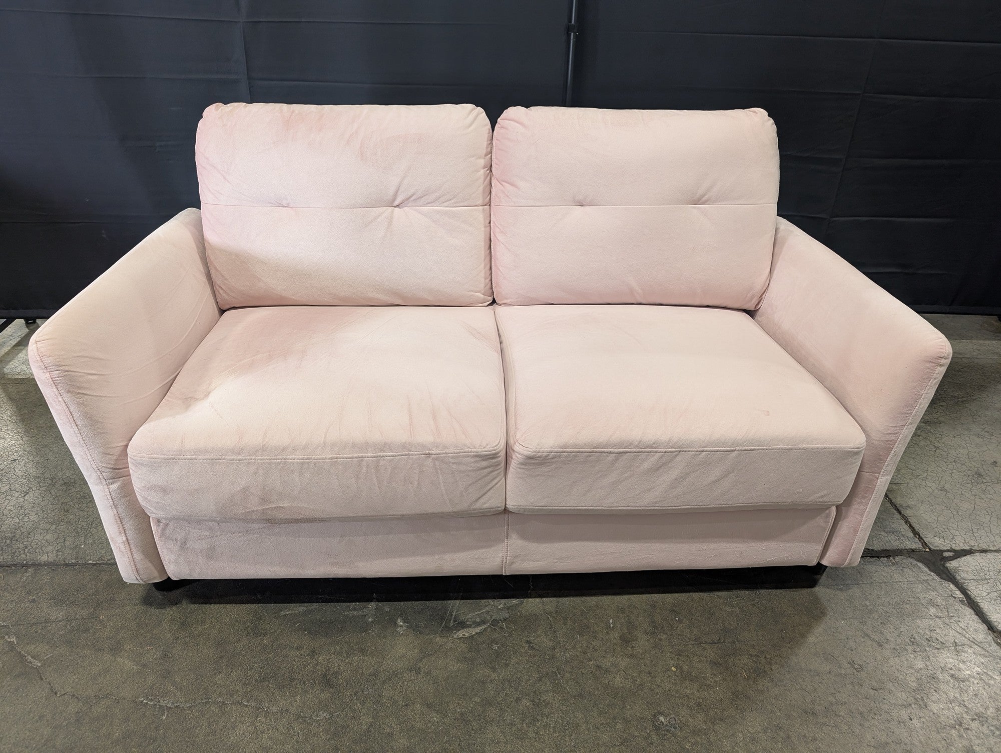 Zinus Modern Pink Plush Loveseat Sofa
