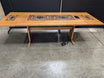 Rectangular Wood Conference Table with Integrated Extron Power Cubby and Tile Inlays