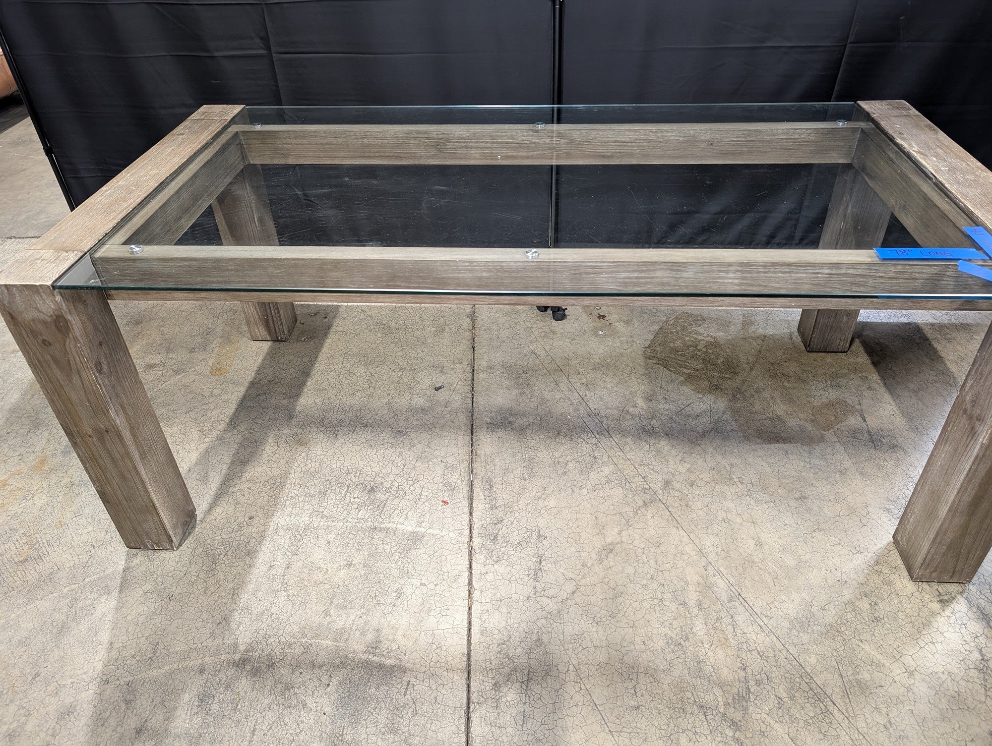 Modern Grey Wood and Glass Top Rectangular Table