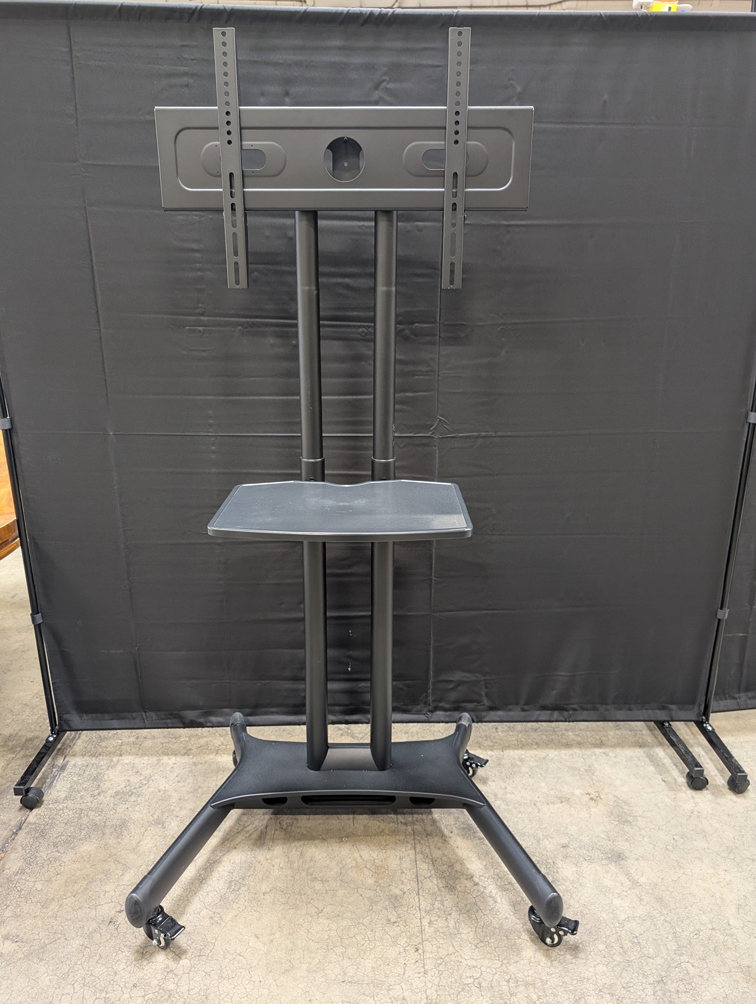 Adjustable Rolling TV Display Stand with Media Shelf