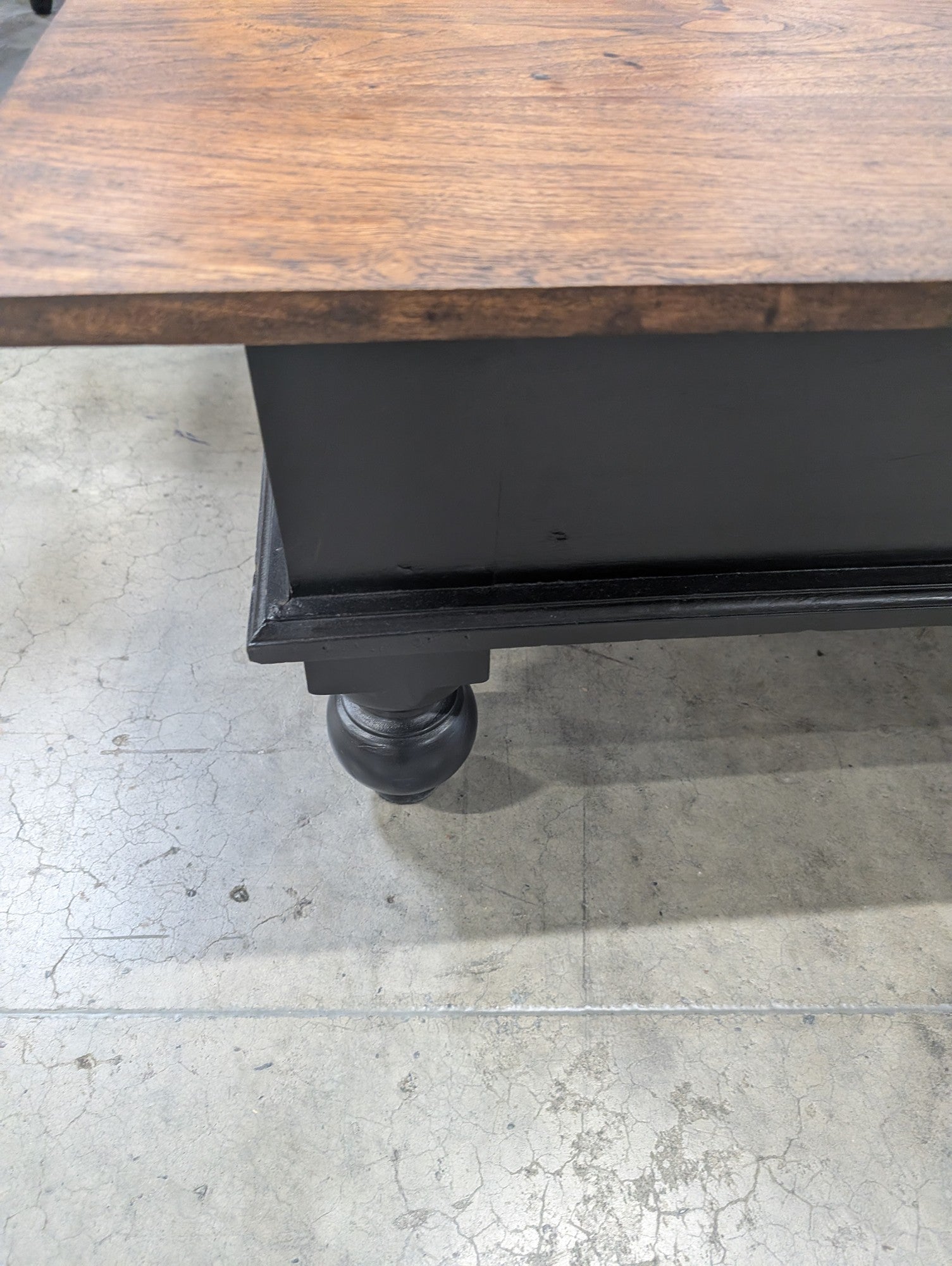 Rustic Wood Top Coffee Table with Black Base and Storage Drawer
