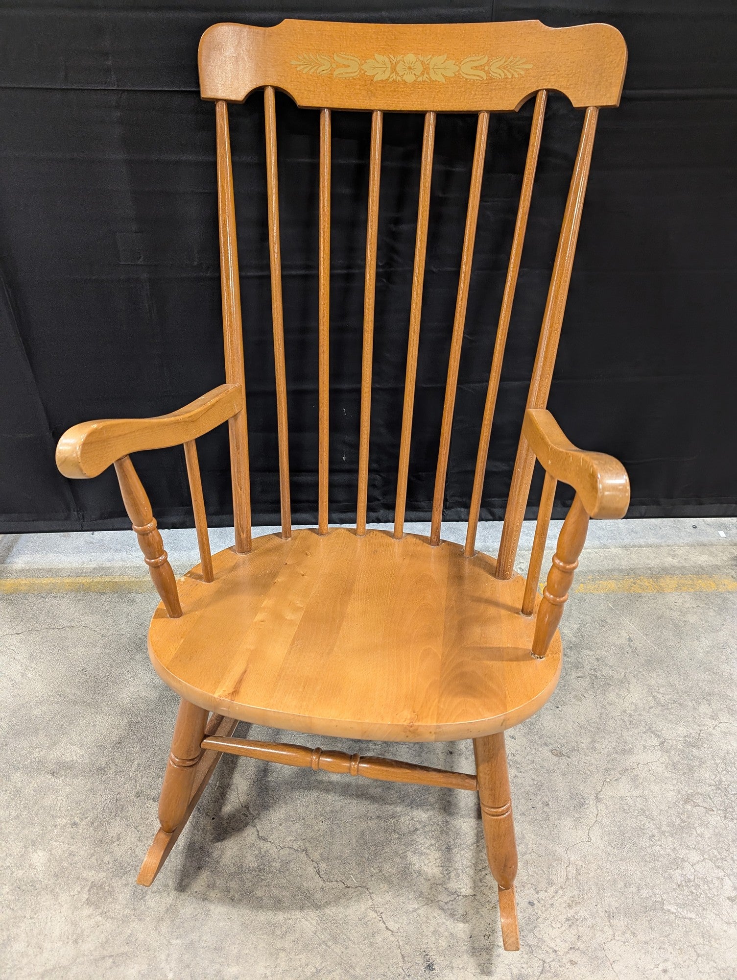 Classic Wooden Spindle Back Rocking Chair with Decorative Headrest