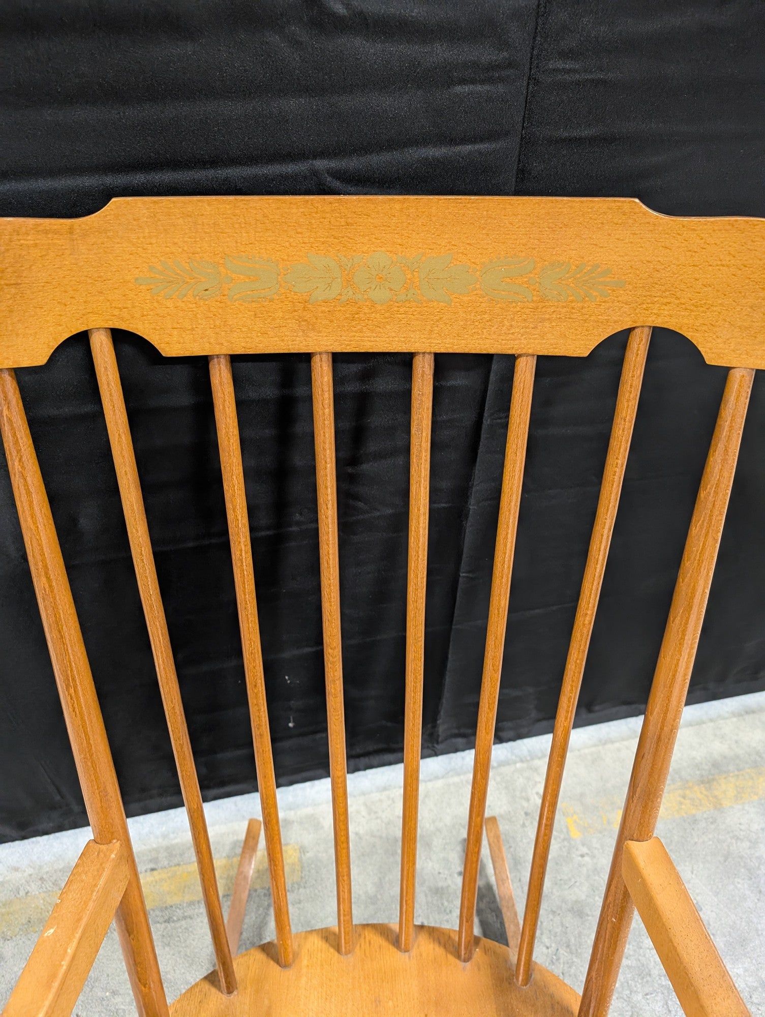 Classic Wooden Spindle Back Rocking Chair with Decorative Headrest