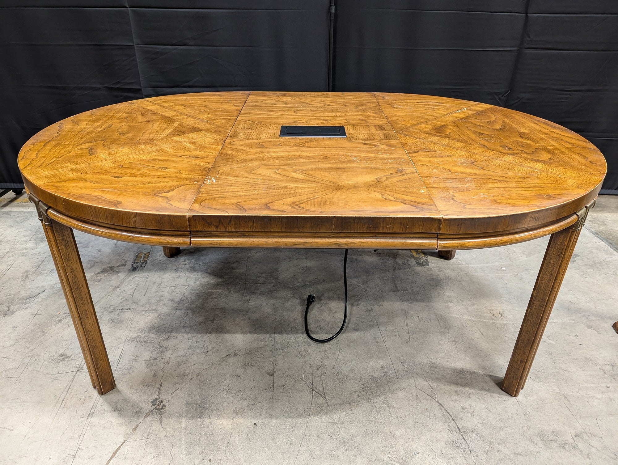 Hardwood Oval Conference Table with Integrated Extron Power Module