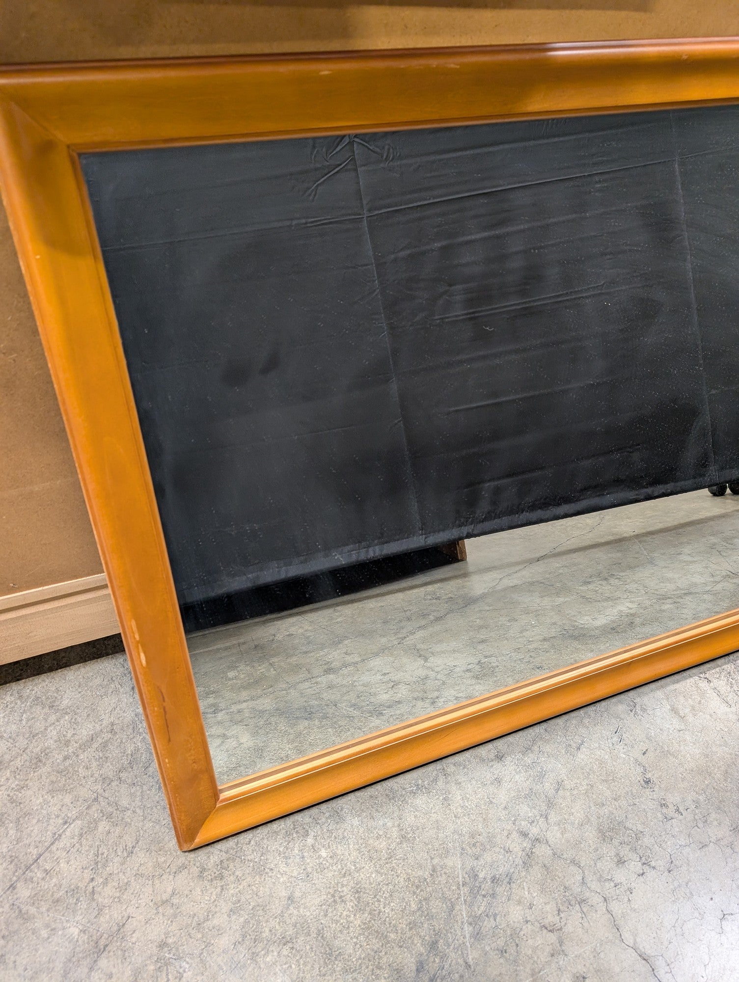 Warm Toned Rectangular Wooden Wall Mirror