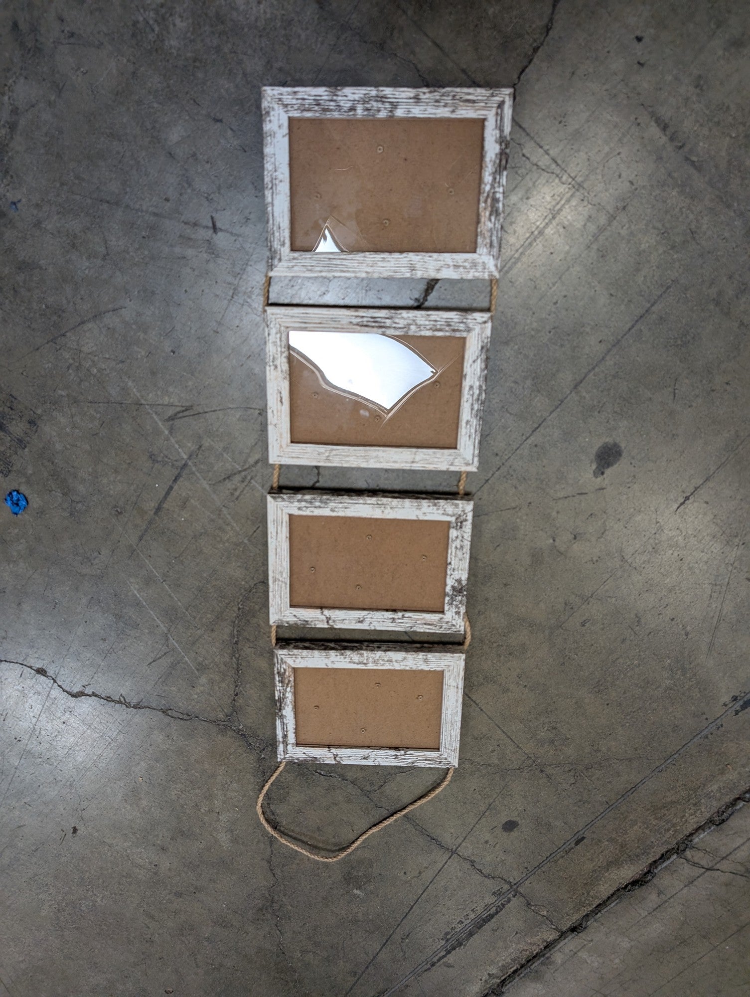 Rustic White Distressed Multi-Opening Photo Frame Hanger
