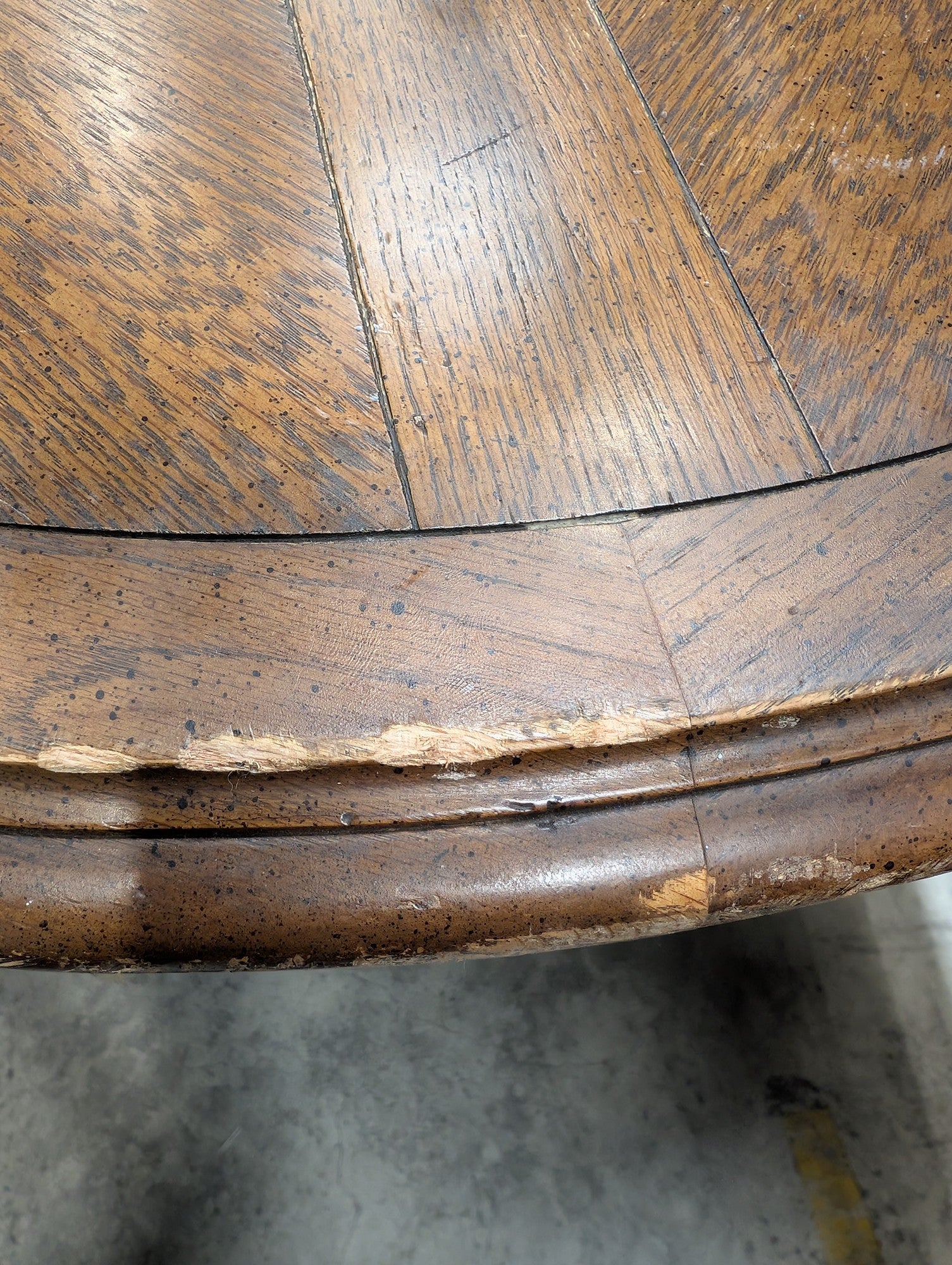 Ornate Oval Wood Dining Table with Inlaid Top
