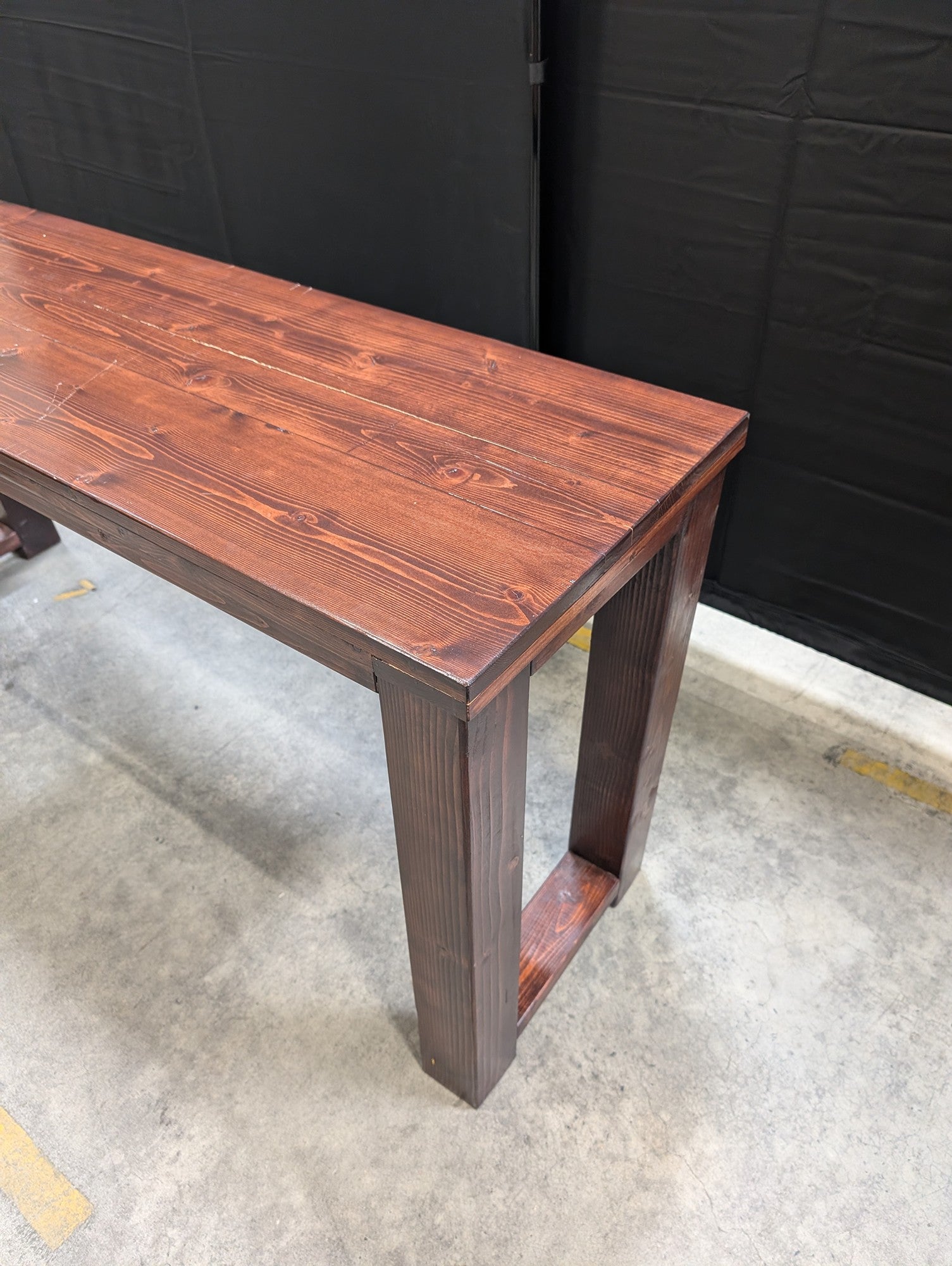 Rustic Stained Hardwood Console Table 66"