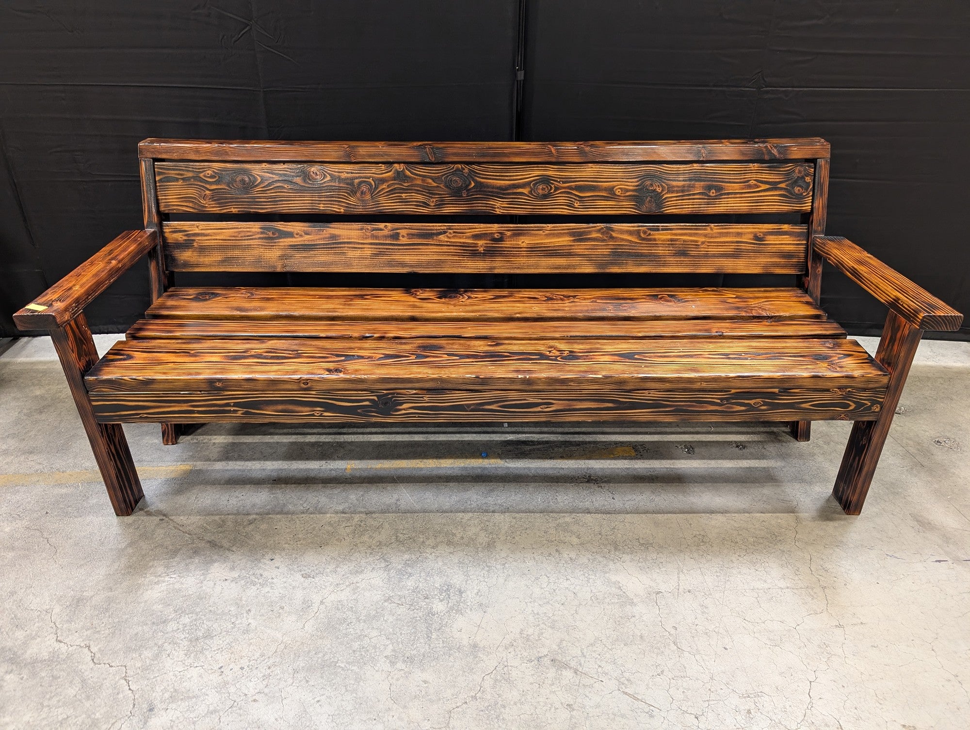 Sturdy Hardwood Outdoor Slatted Bench with Armrests