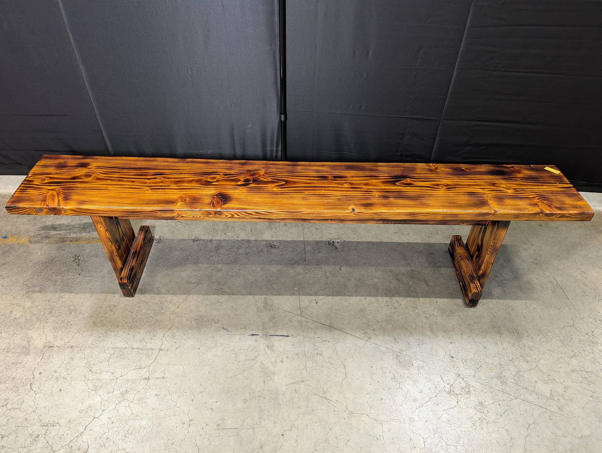 Rustic Charred Wood Outdoor Bench