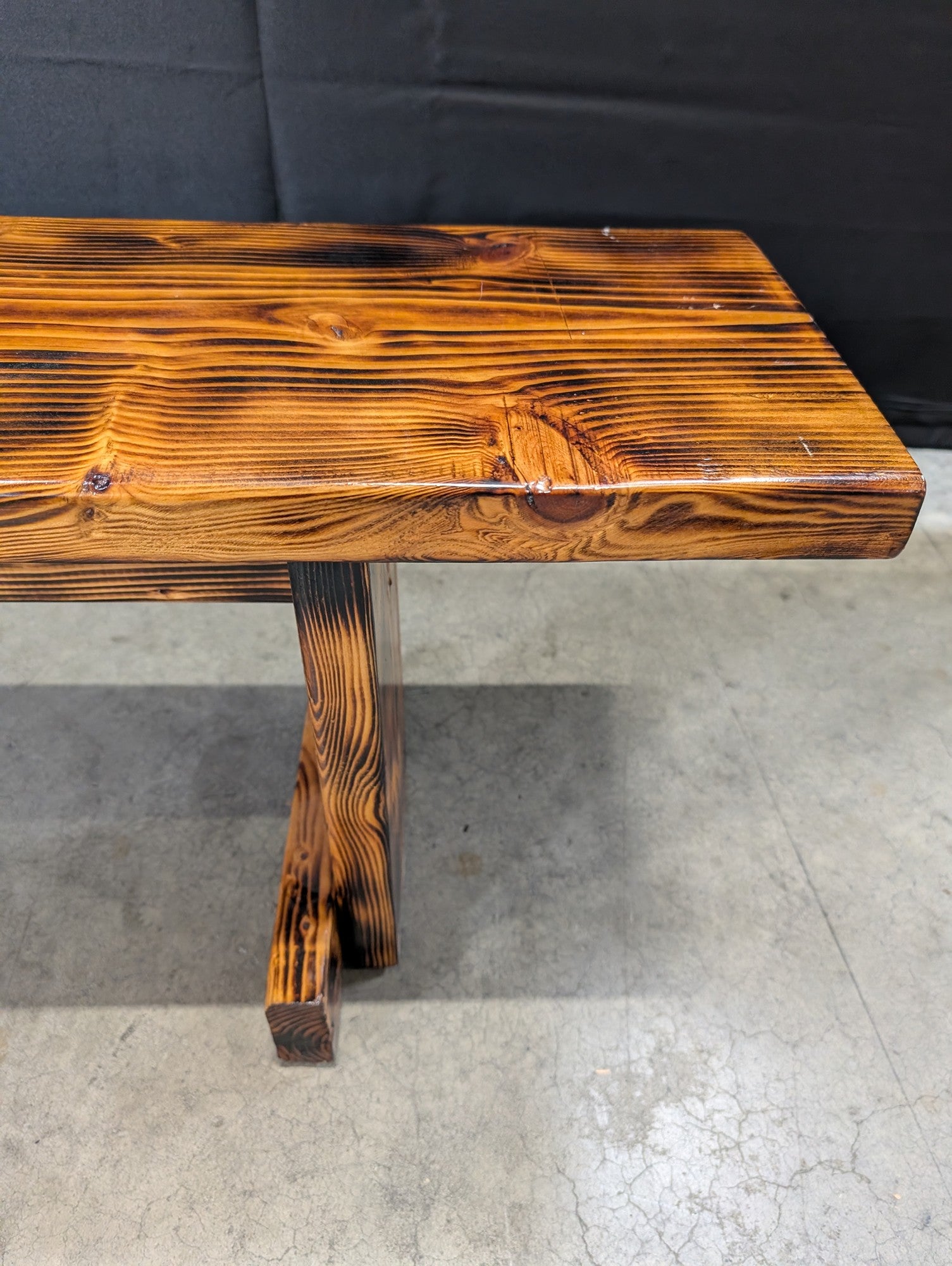 Rustic Charred Wood Outdoor Bench