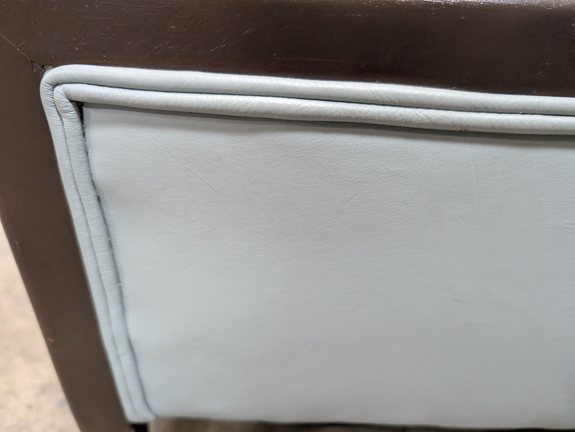 Mid-Century Inspired Wood Frame Accent Chair with Pale Blue Upholstery