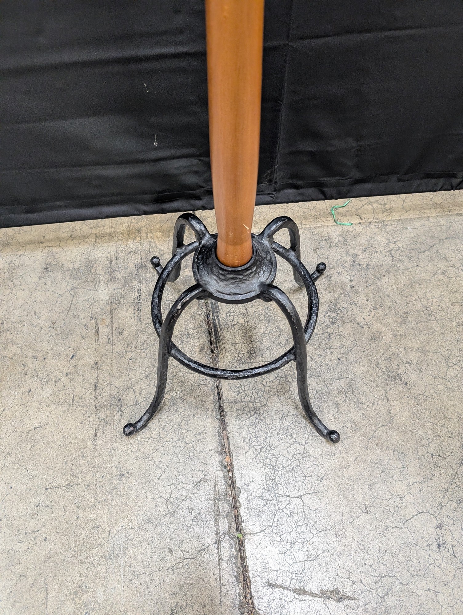 Classic Wooden Coat Stand with Black Cast Iron Hooks