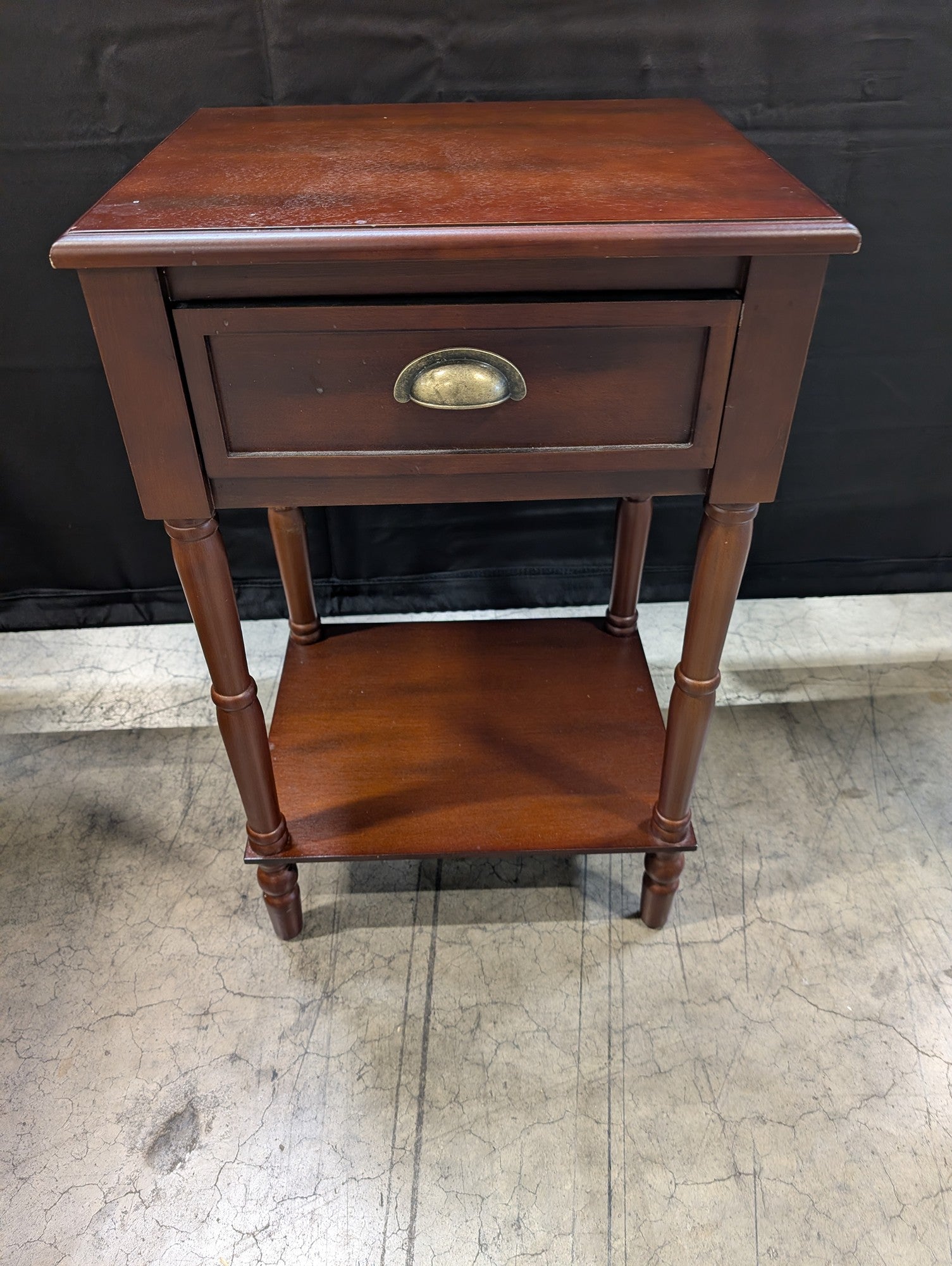 Classic Brown Wood Nightstand with Drawer and Shelf