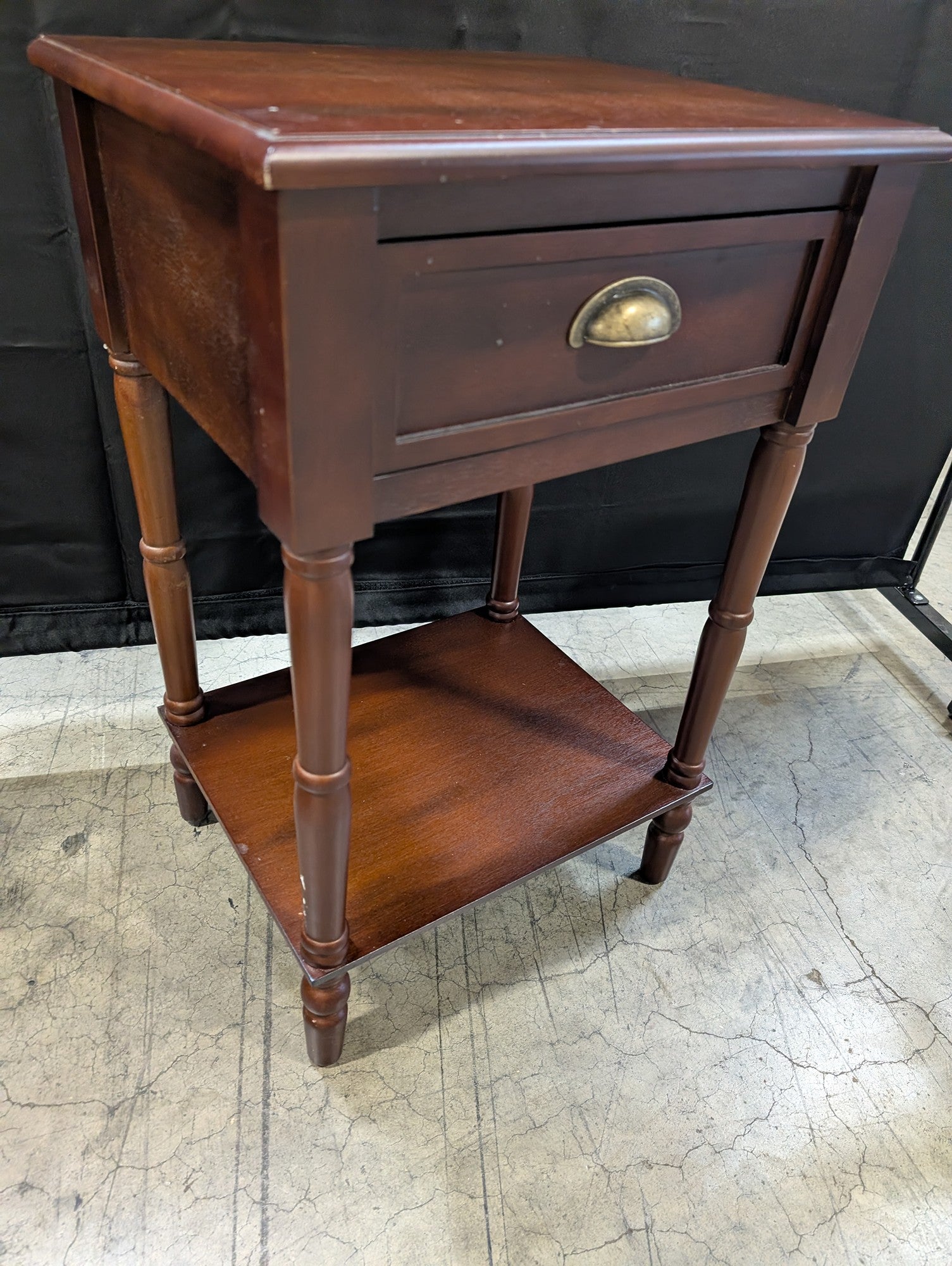 Classic Brown Wood Nightstand with Drawer and Shelf